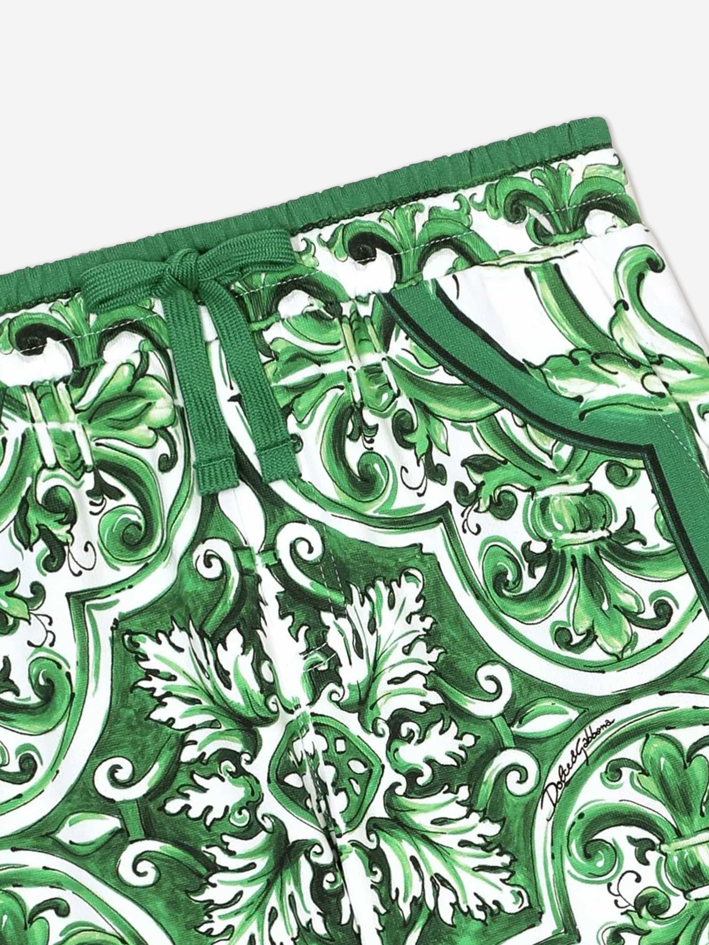 Dolce & Gabbana Boys Maiolica Bermuda Shorts in Green