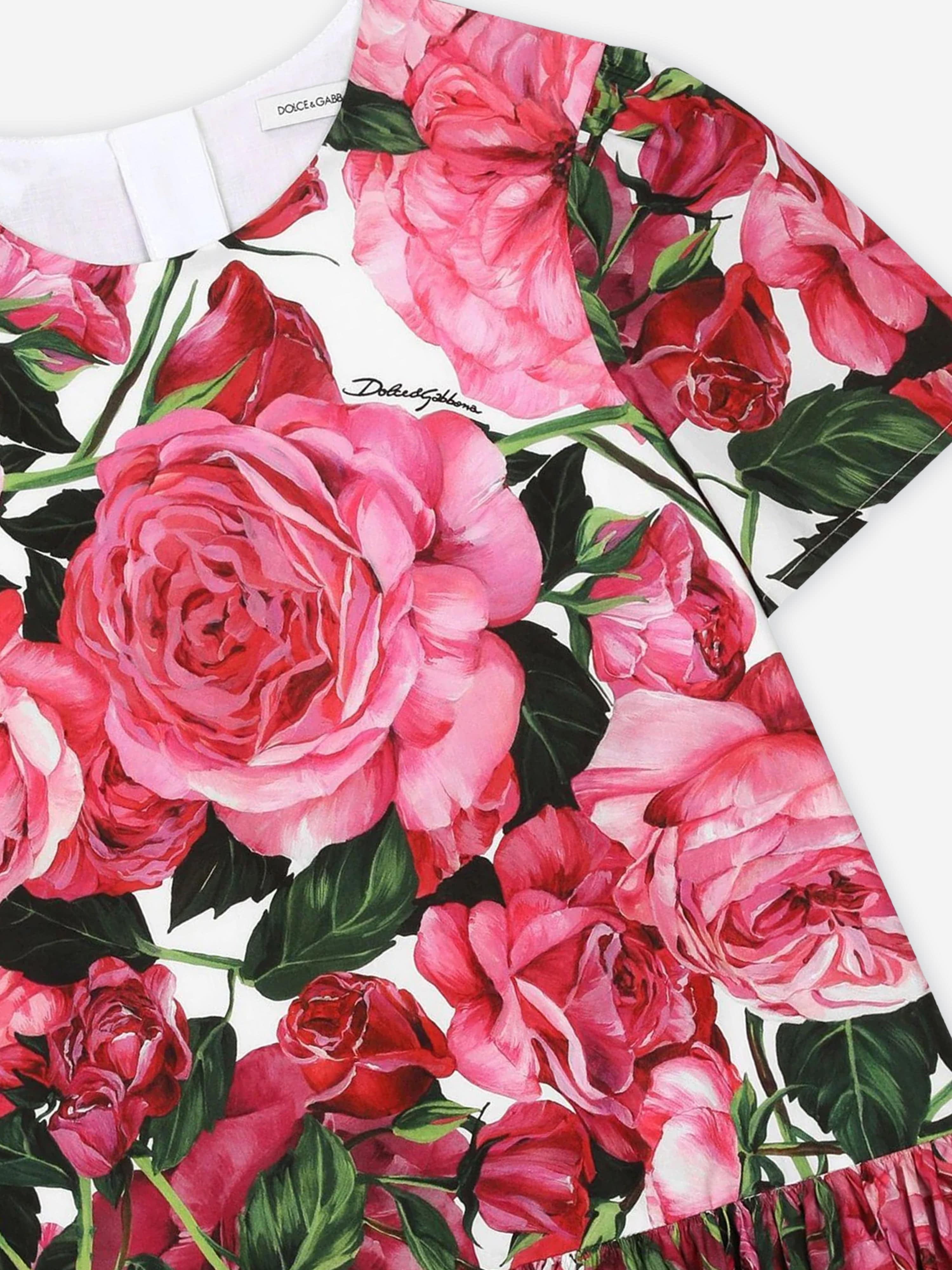 Dolce & Gabbana Girls Rose Shirt Dress in Pink