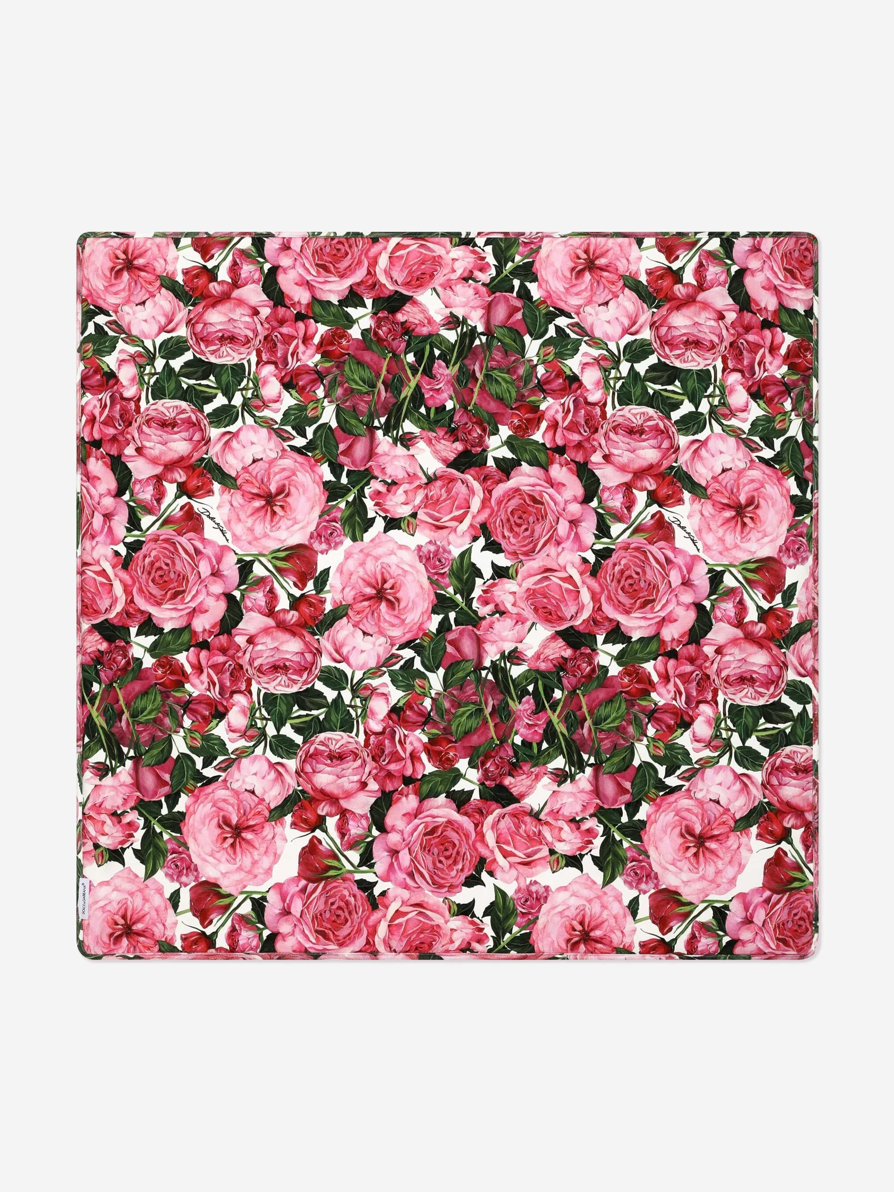 Dolce & Gabbana Baby Girls DG Rose Logo Blanket in White