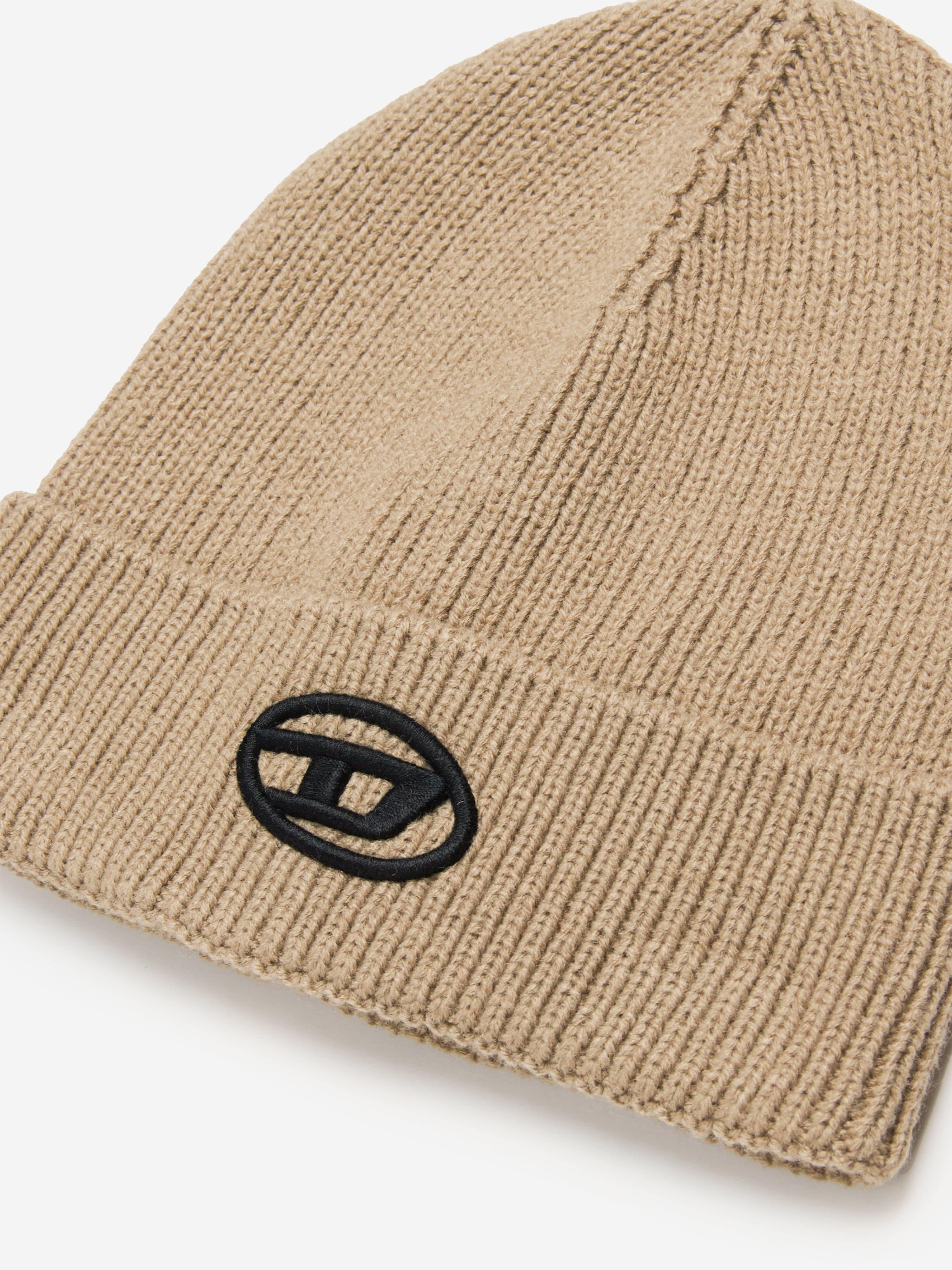 Diesel Kids Logo Beanie Hat in Brown