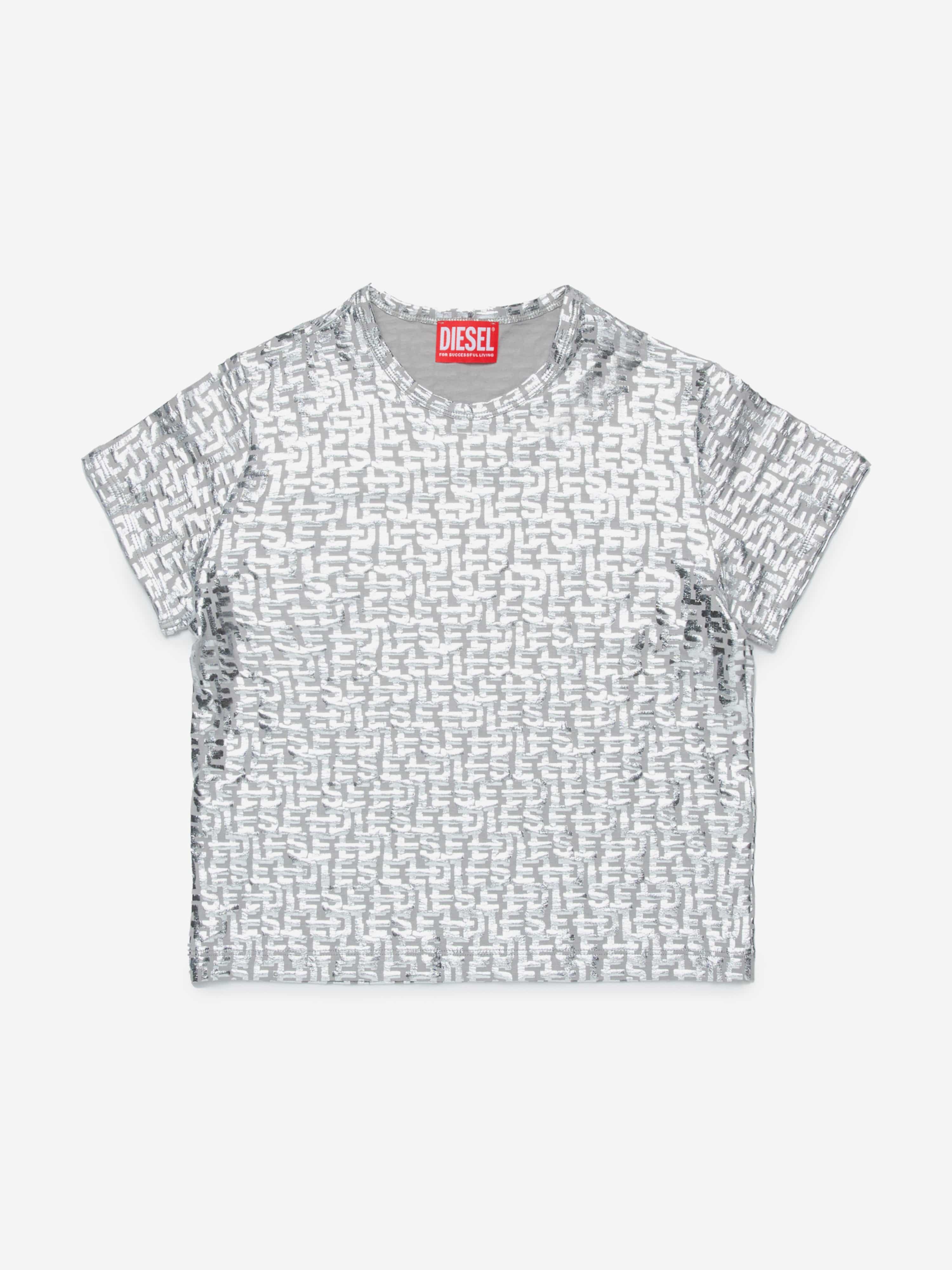 Diesel Girls Branded T-Shirt in Silver