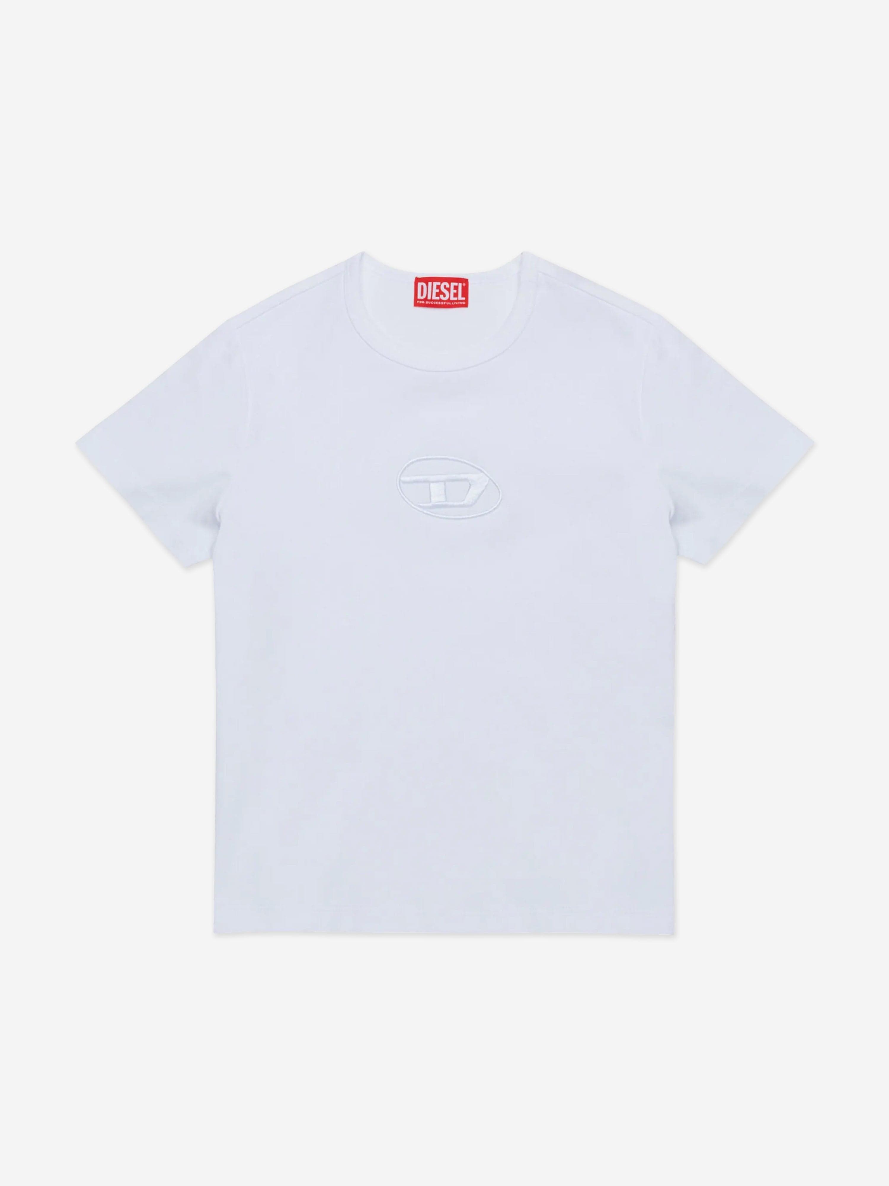 Diesel Girls Logo T-Shirt in White