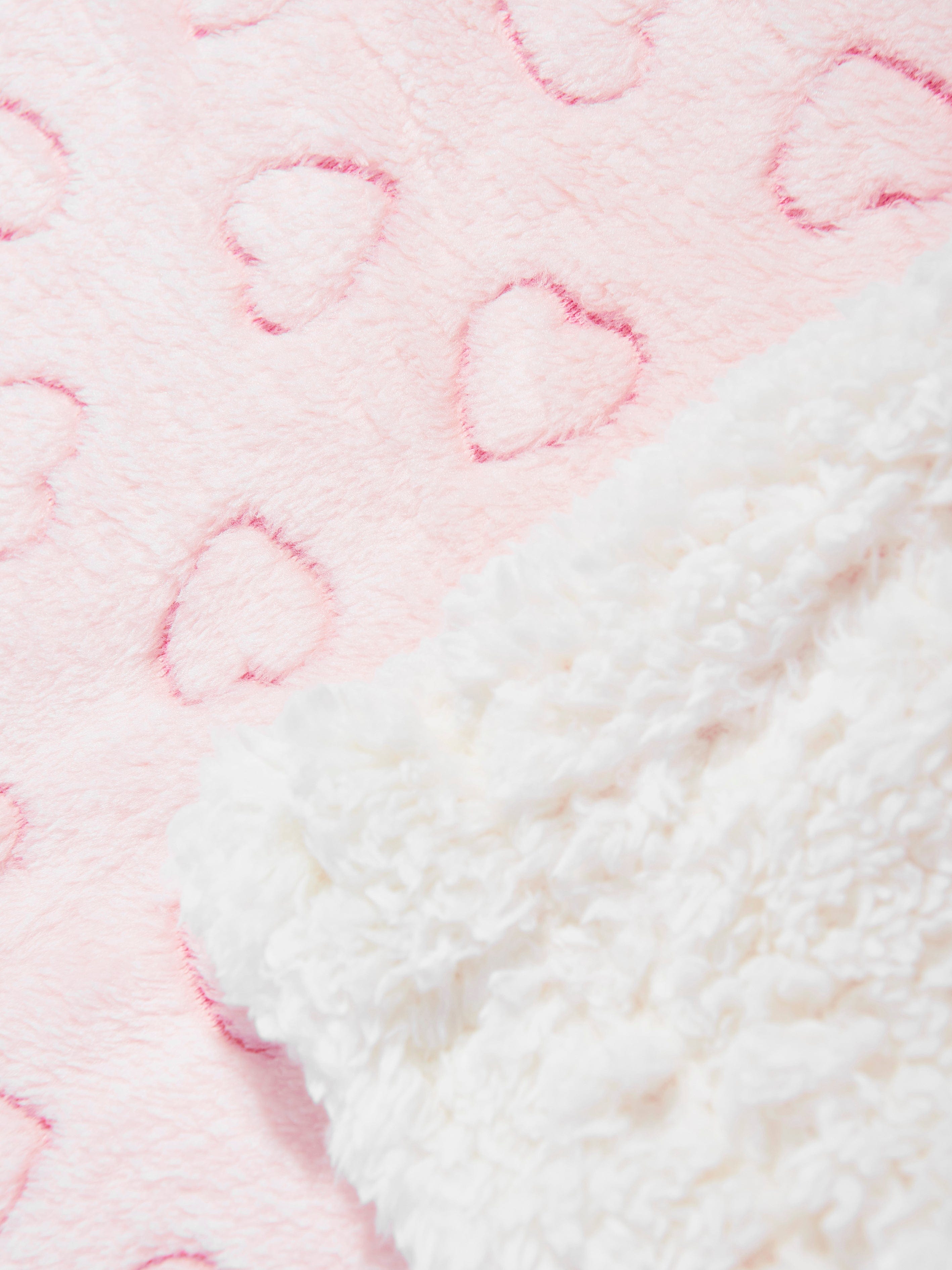 DKNY Baby Girls Sherpa Fleece Heart Blanket in Pink (90cm)