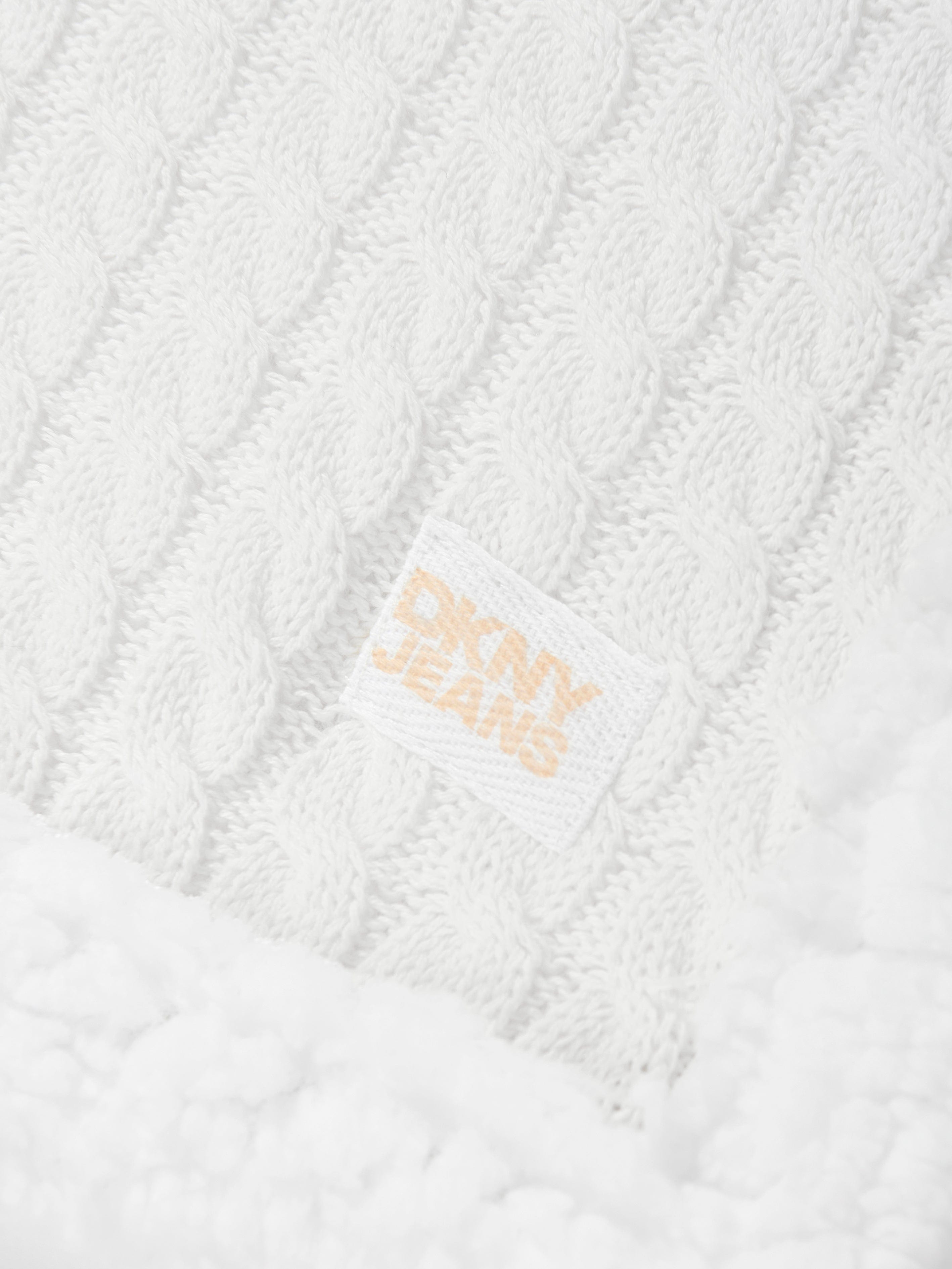 DKNY Baby Sherpa Fleece Blanket in White (90cm)