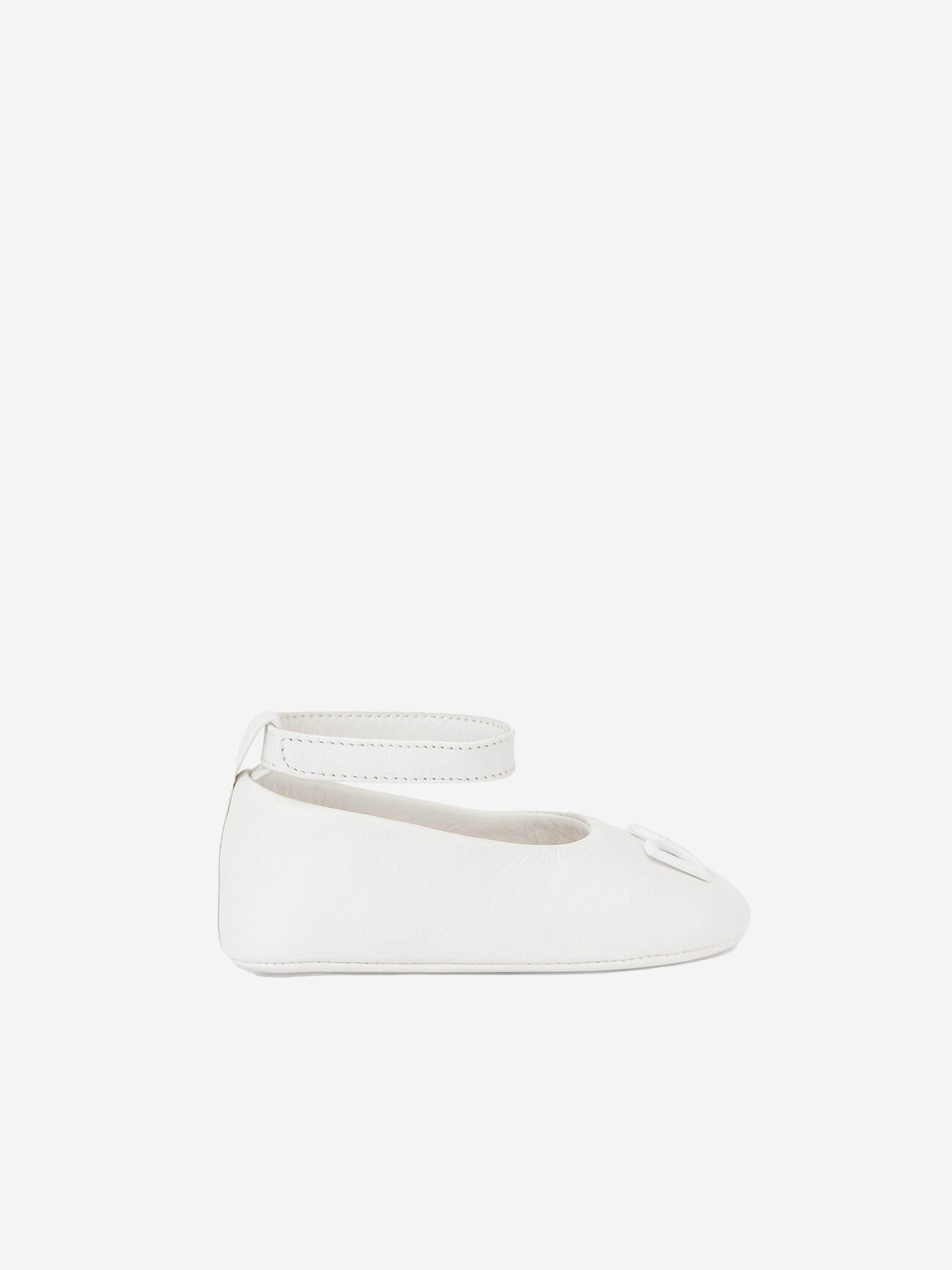 Baby Girls Leather Ballerina Shoes in White