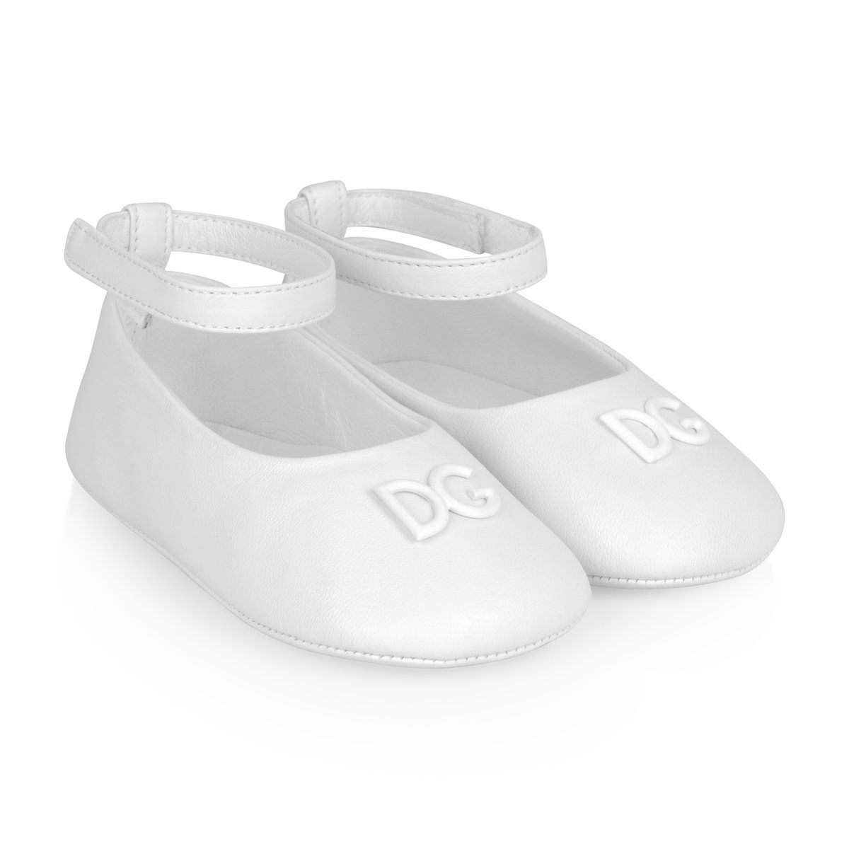 Baby Girls Leather Ballerina Shoes in White