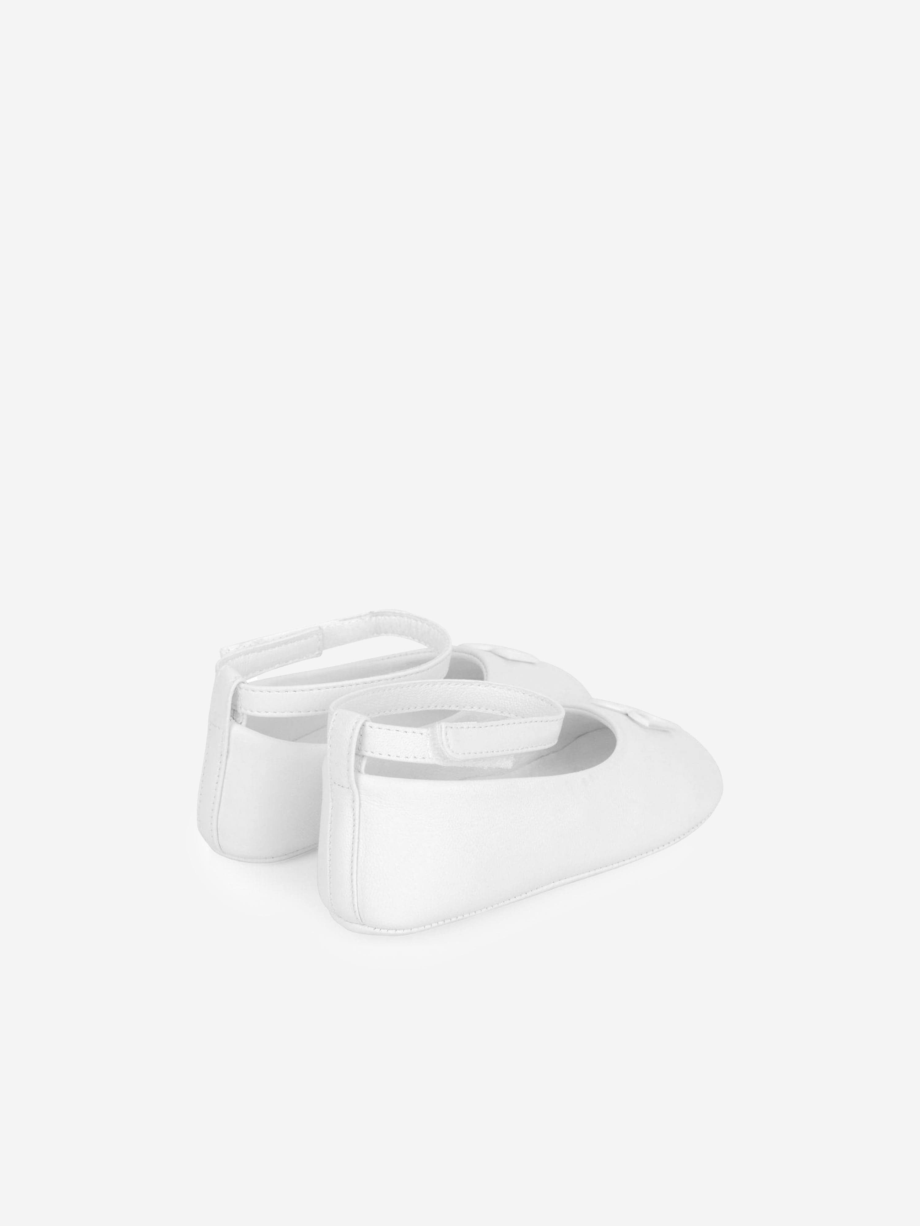 Baby Girls Leather Ballerina Shoes in White