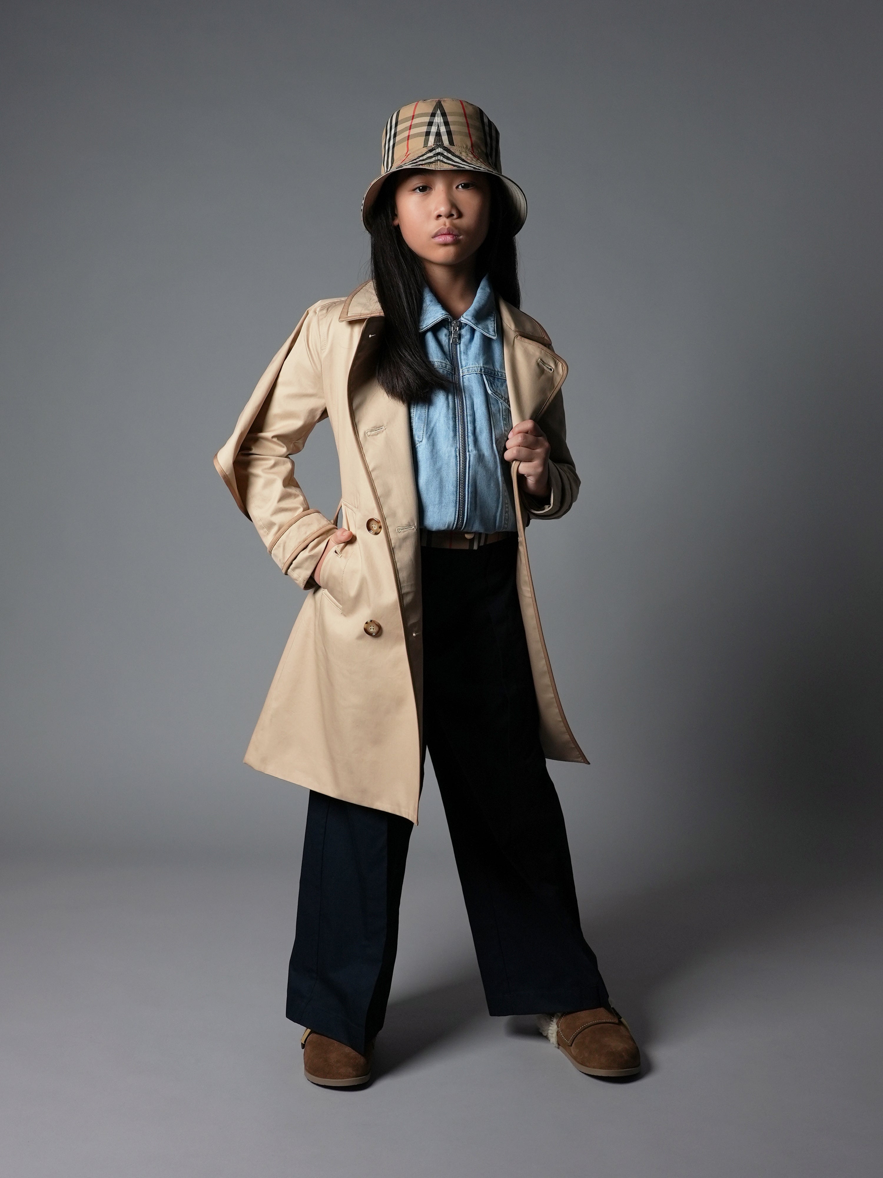 Girls Millicent Long Coat in Soft Fawn