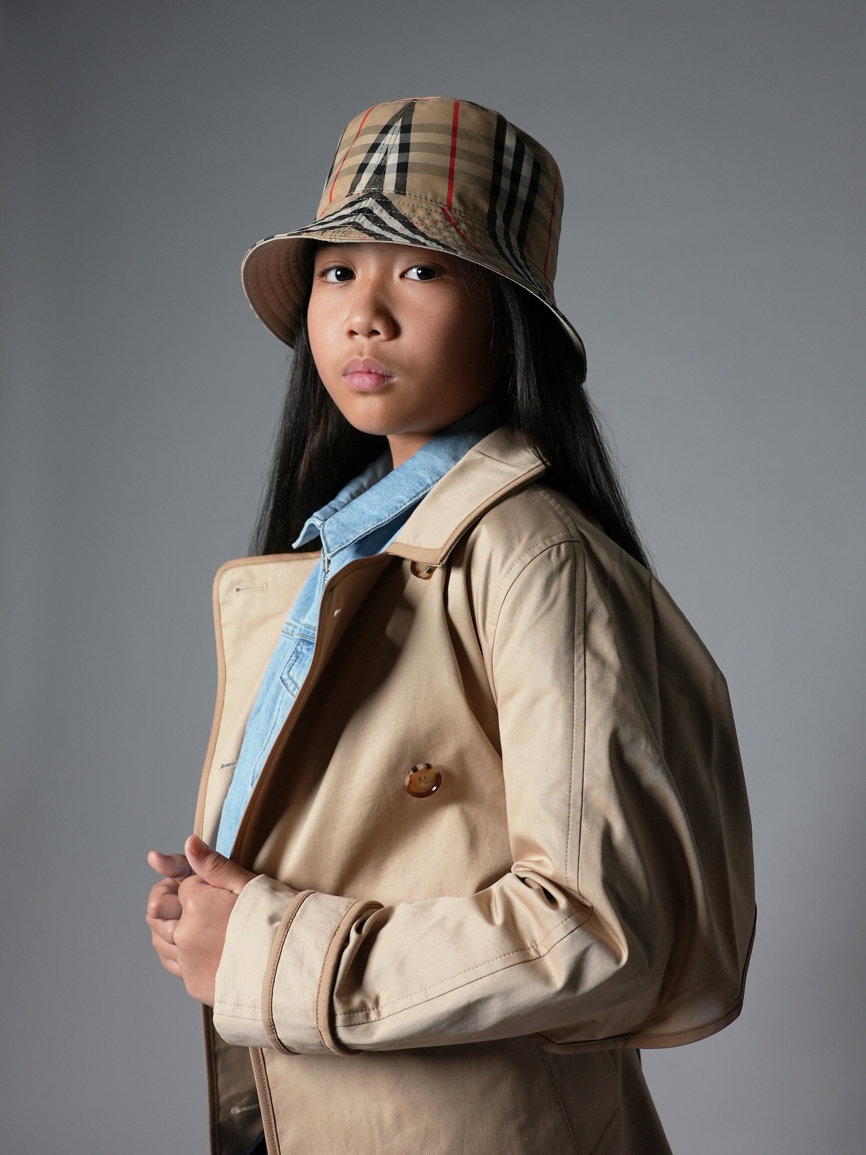 Kids Reversible Bucket Hat in Beige