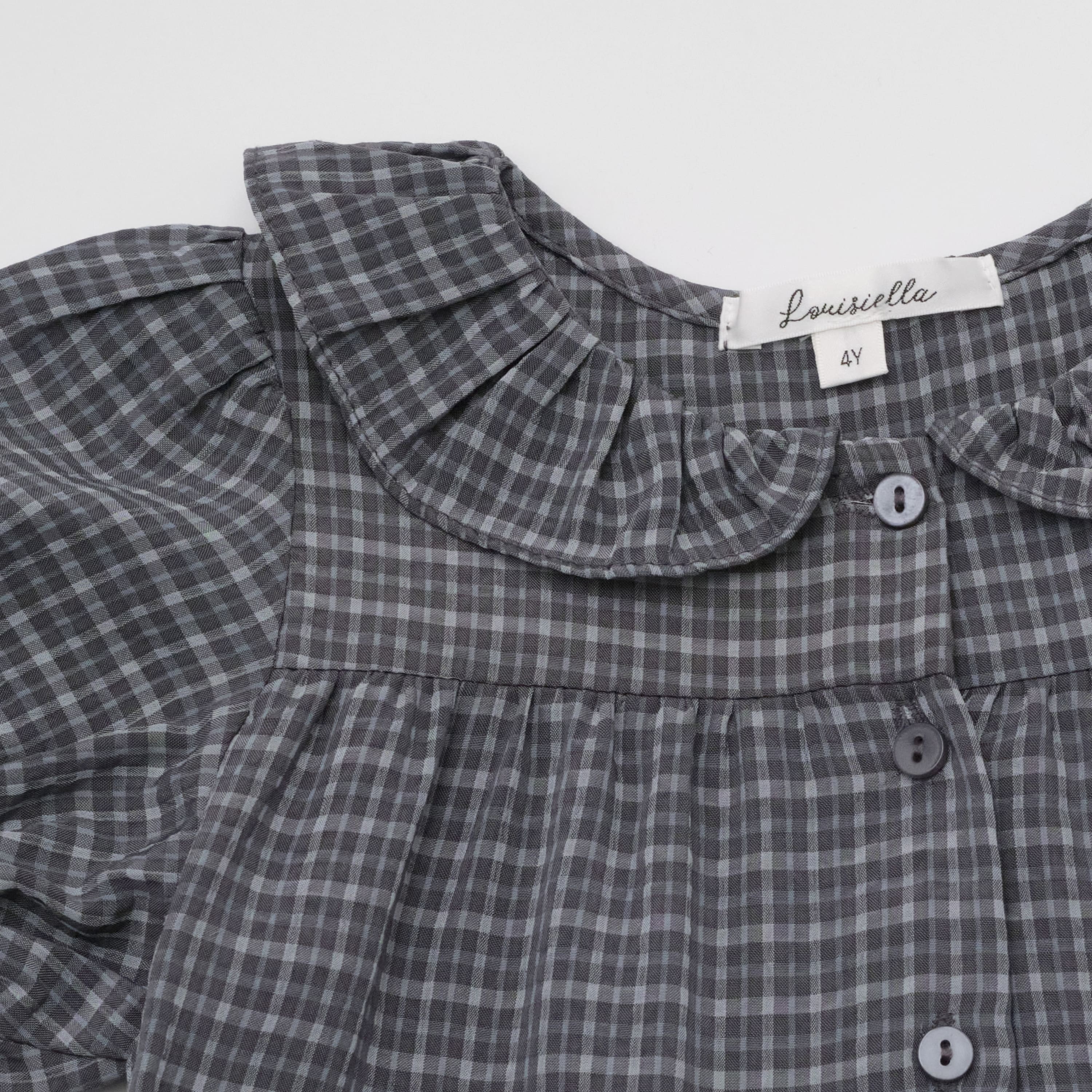 Girls Dark Grey Check Dress