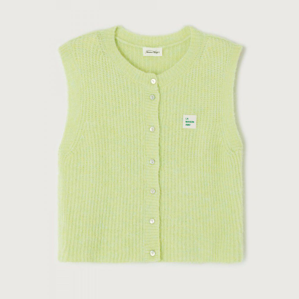 Women Fluo Green Knit Gilet