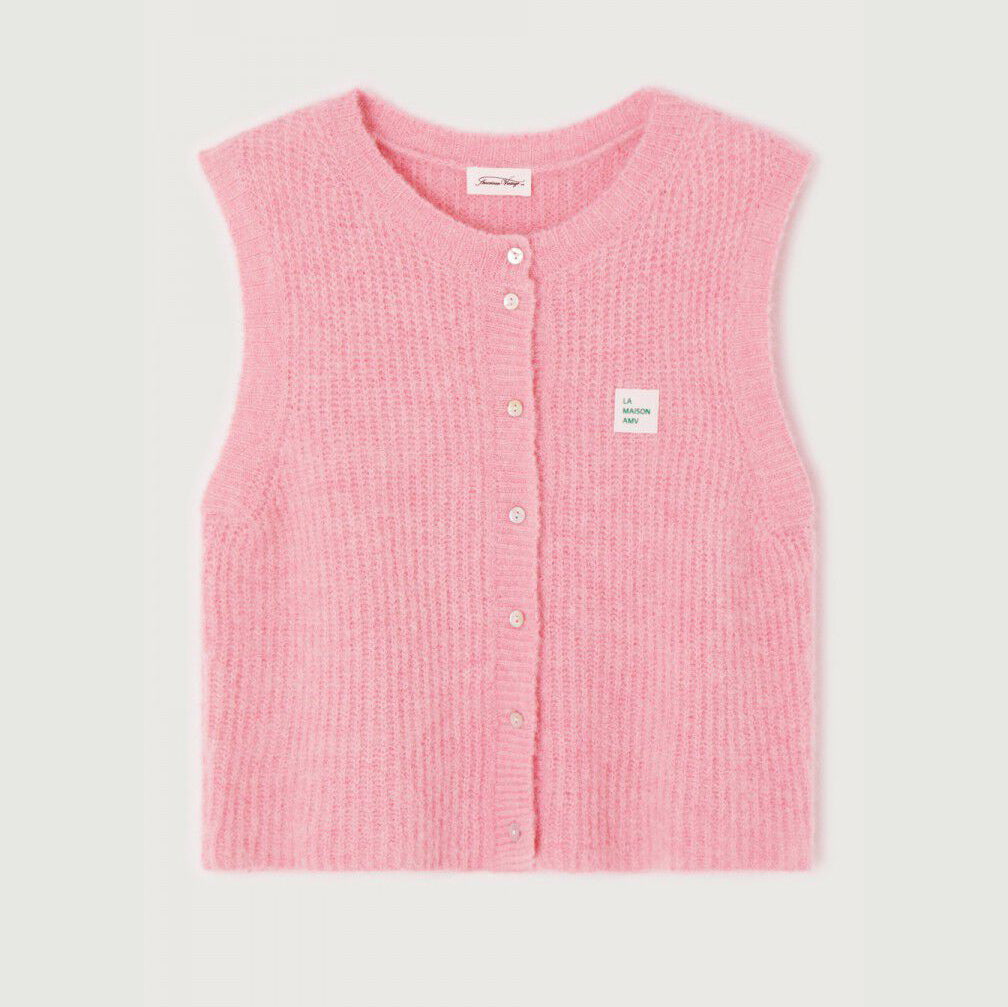 Women Pink Knit Gilet