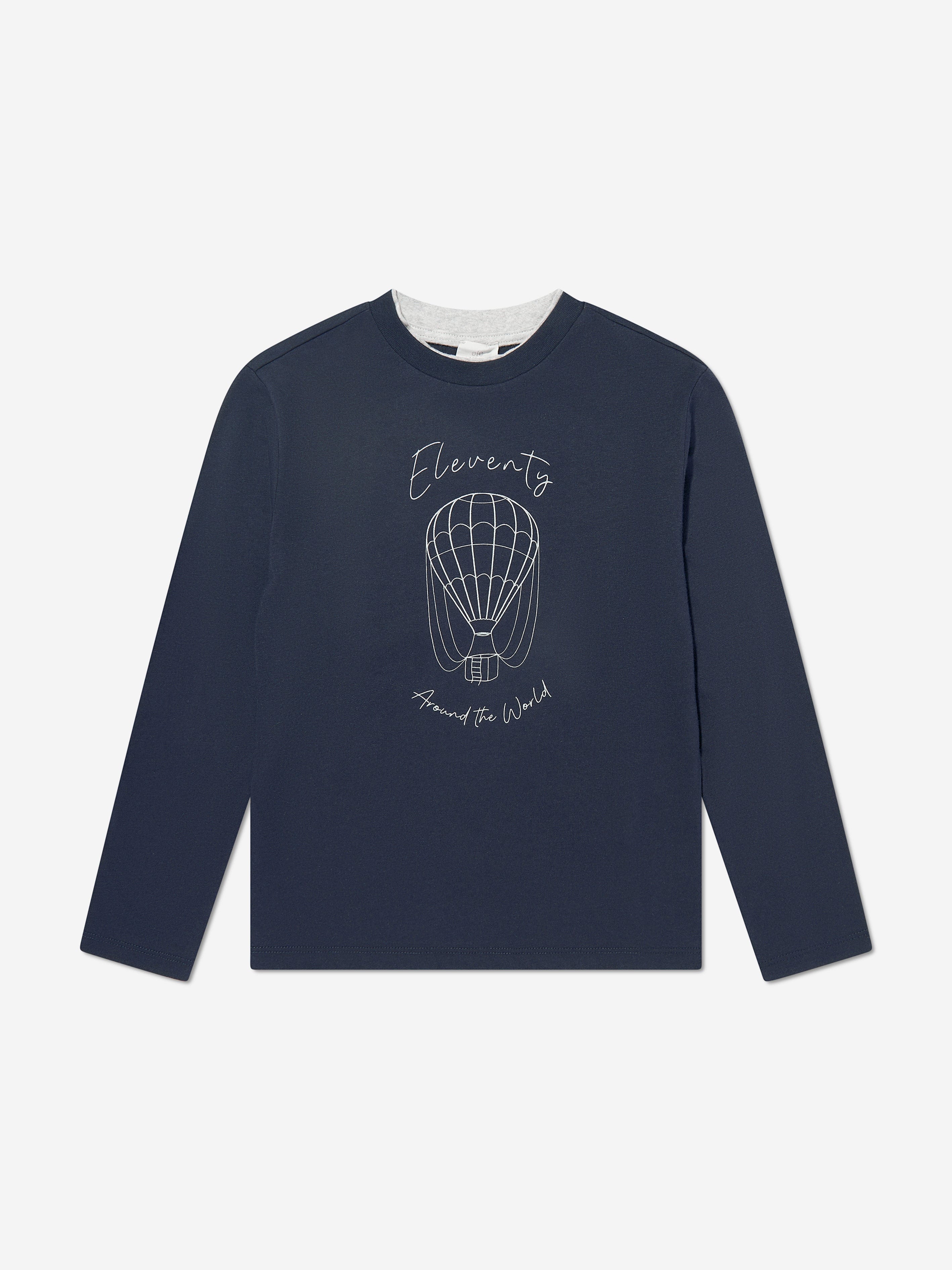 Eleventy Boys Long Sleeve T-Shirt in Navy