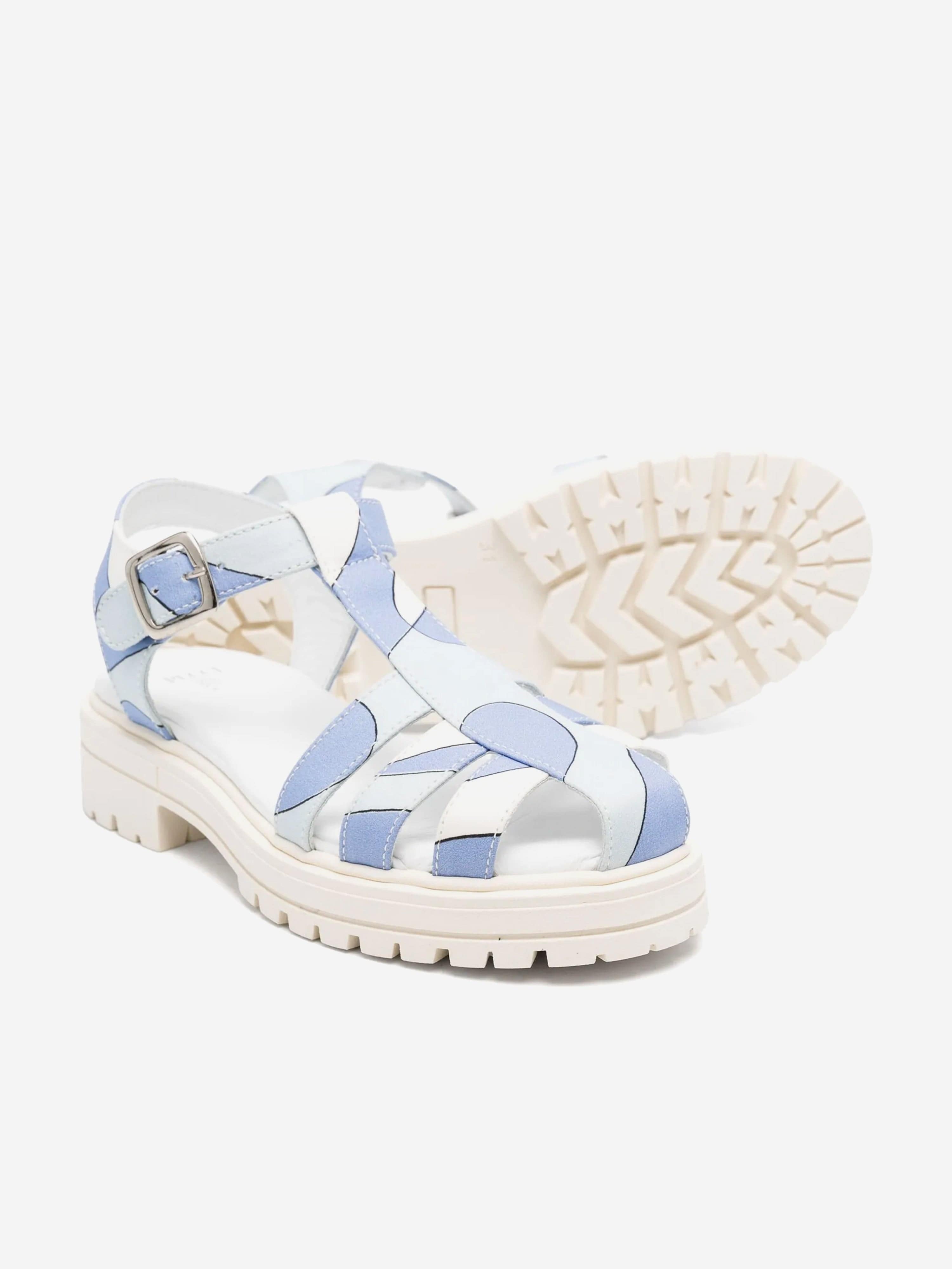 Girls Poplin Sandals in Blue