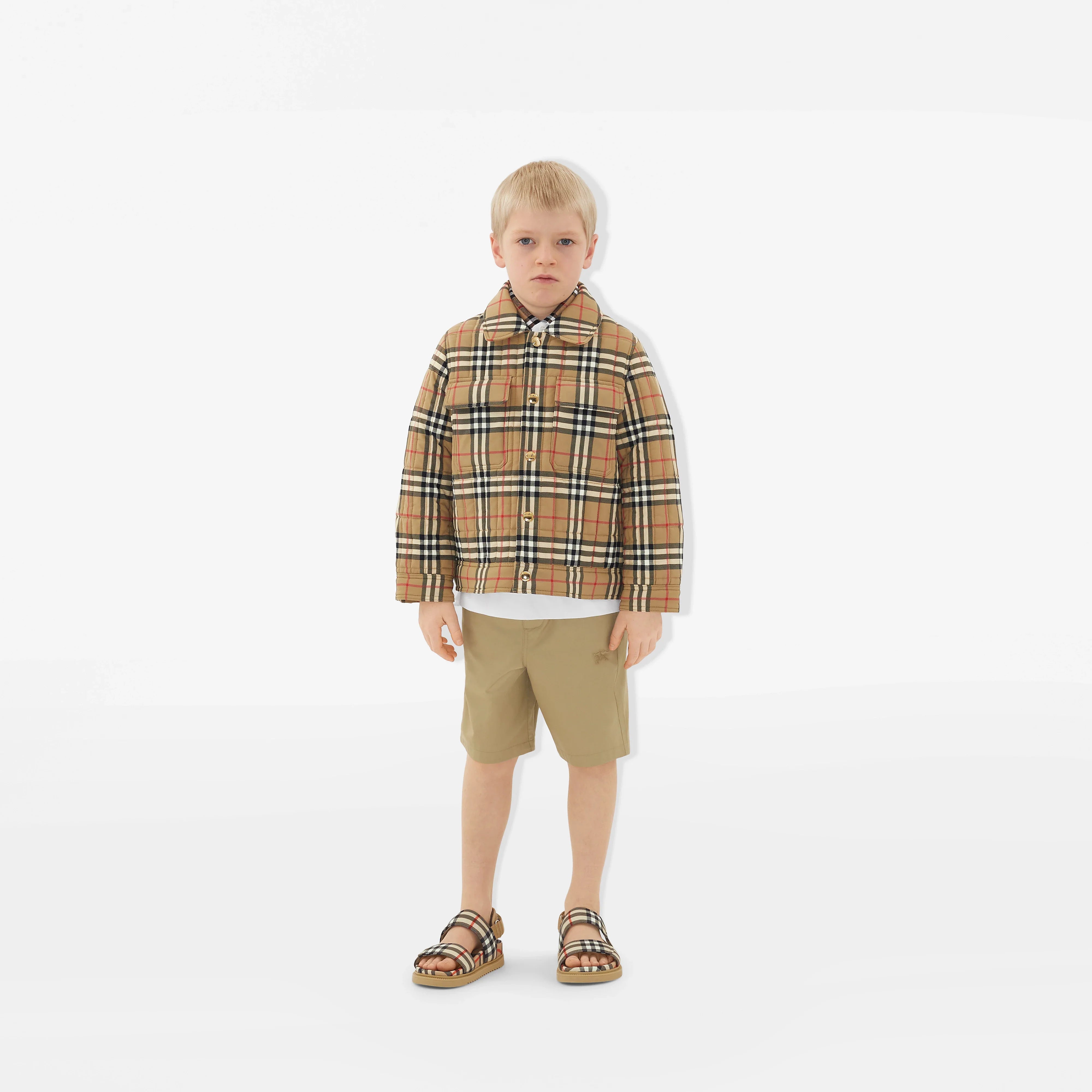 Boys Travard Logo Shorts in Beige