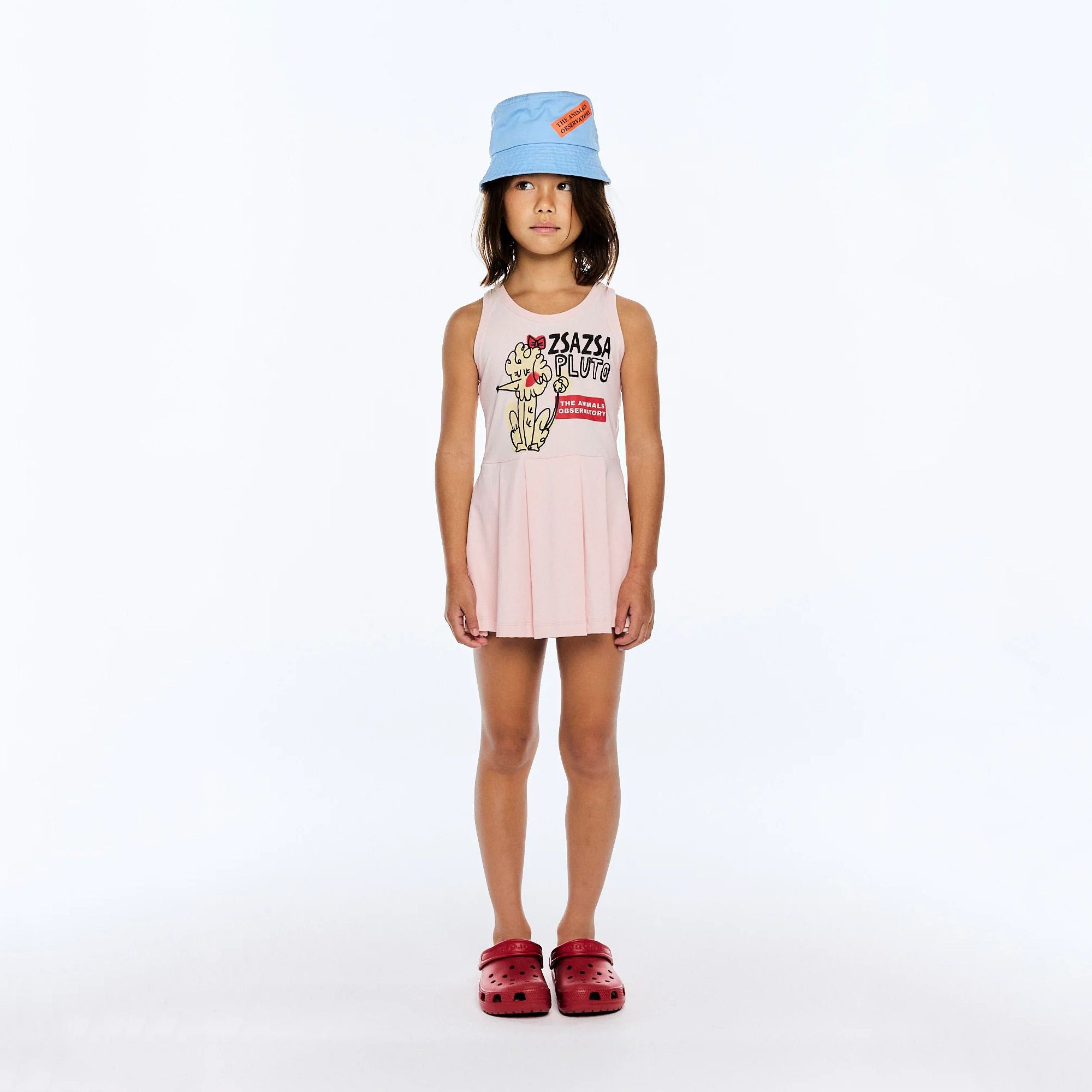 Girls Light Pink Printed Dress Set