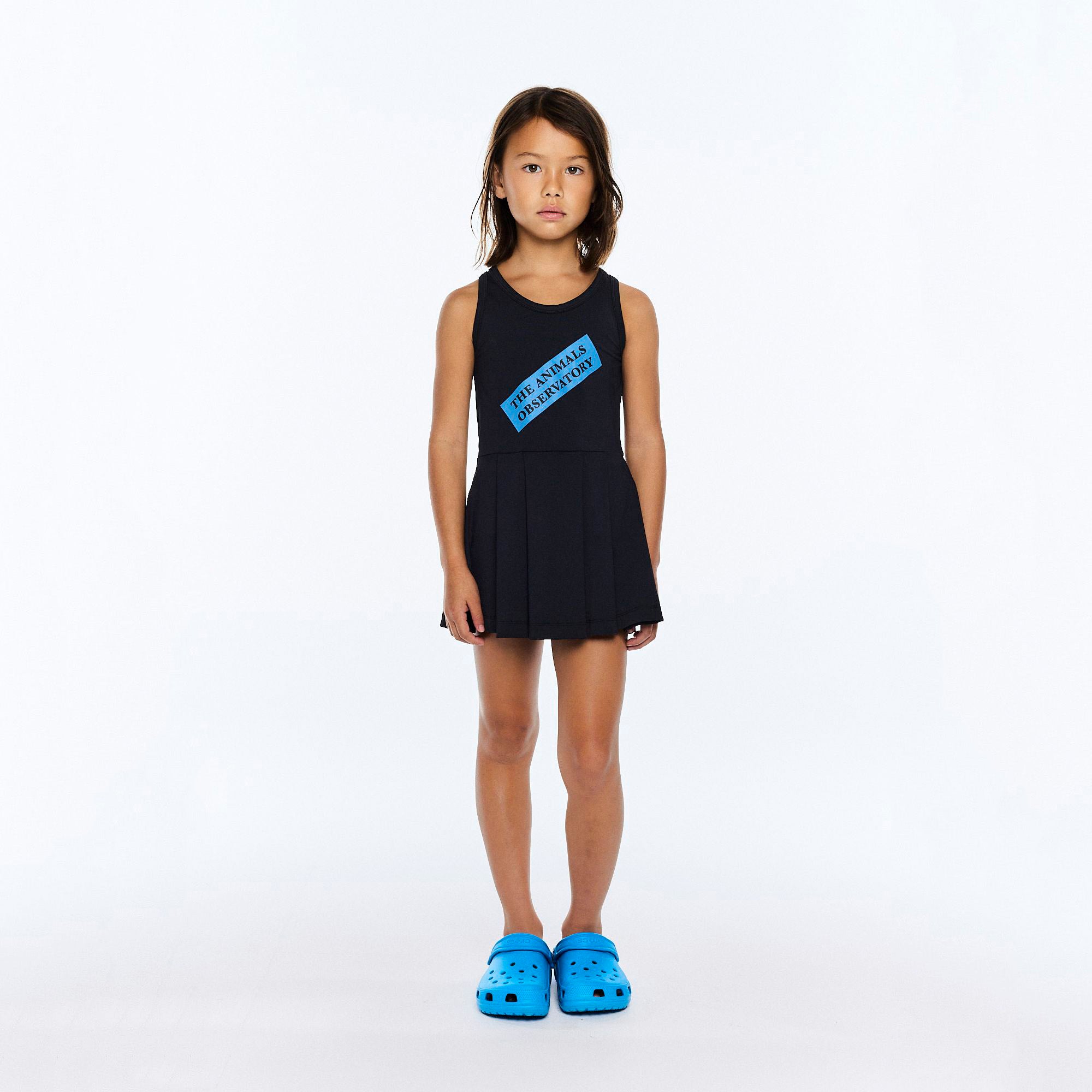 Girls Dark Grey Printed Logo Dress Set