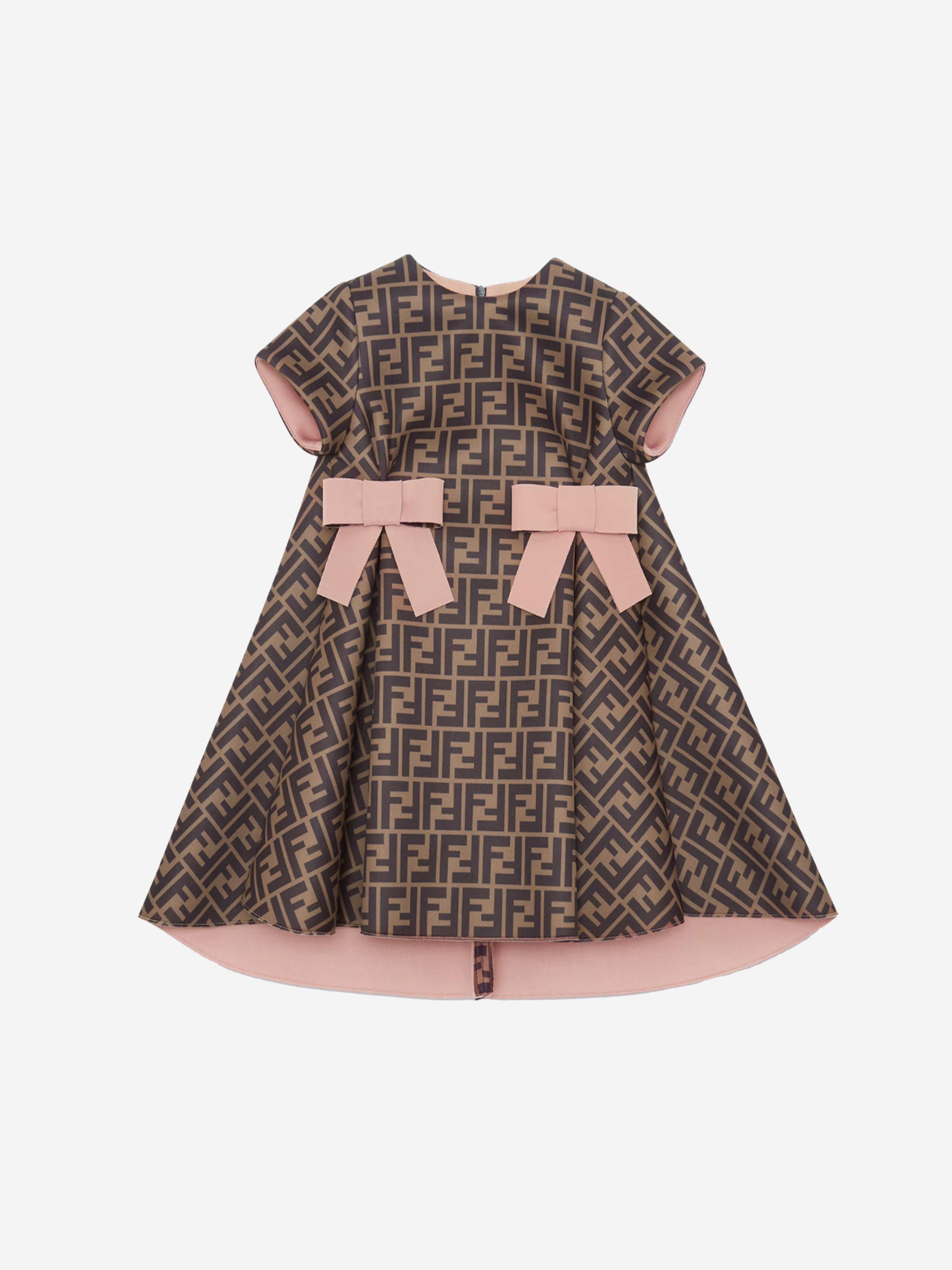 Girls Neoprene FF Logo Dress in Brown