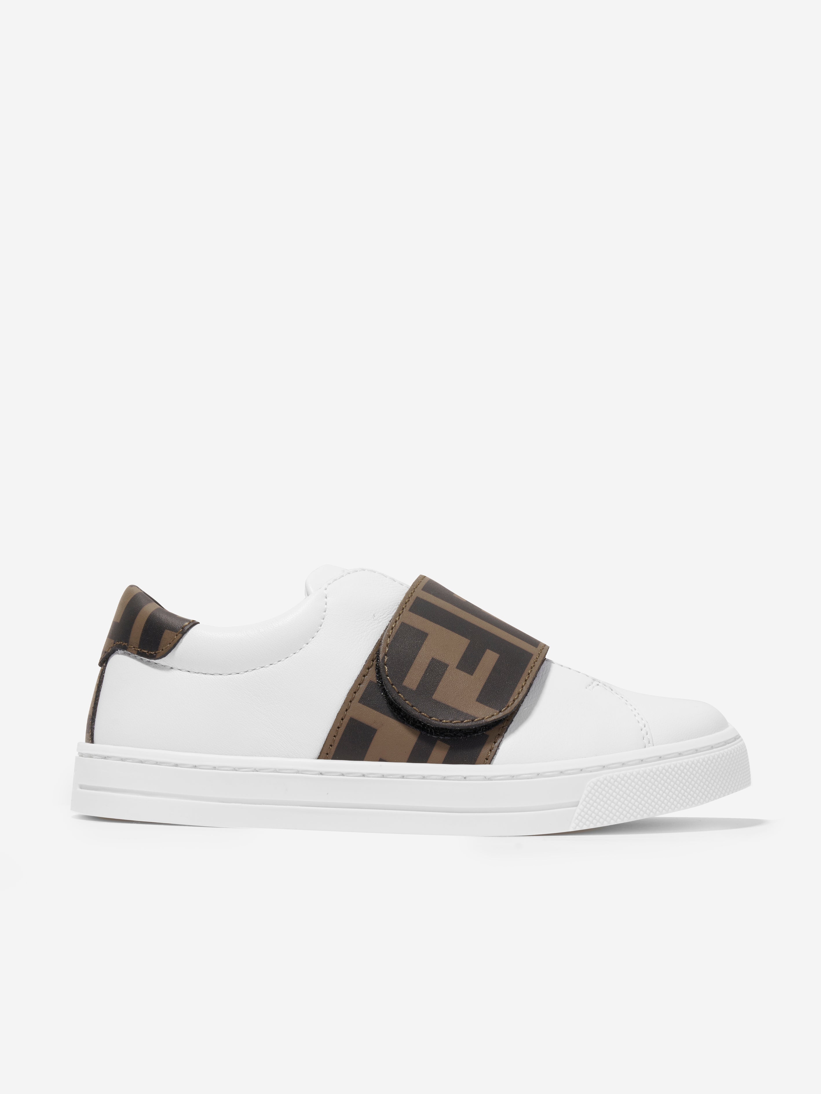 Kids Leather FF Logo Trainers in White