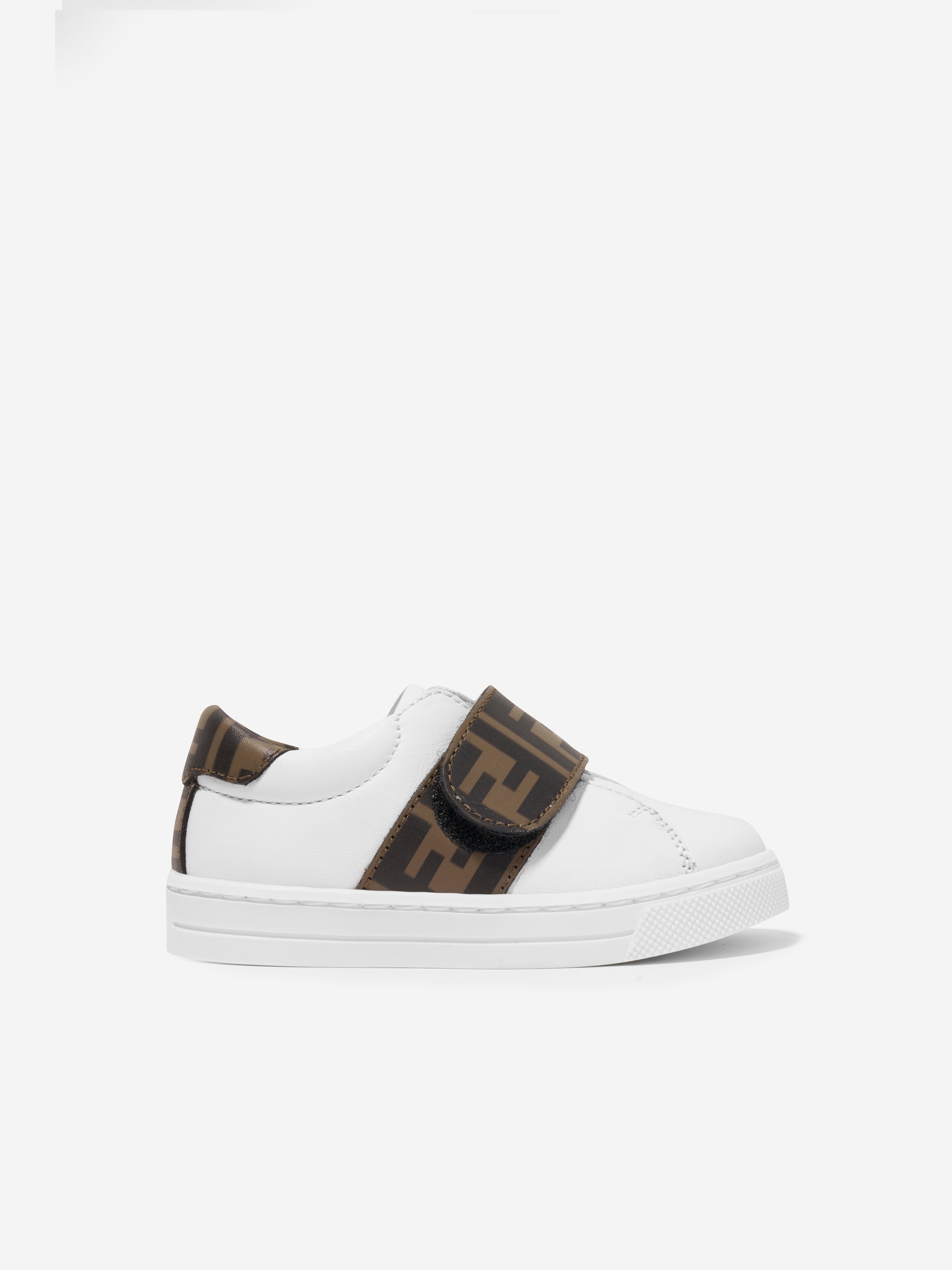 Kids Leather FF Logo Trainers in White
