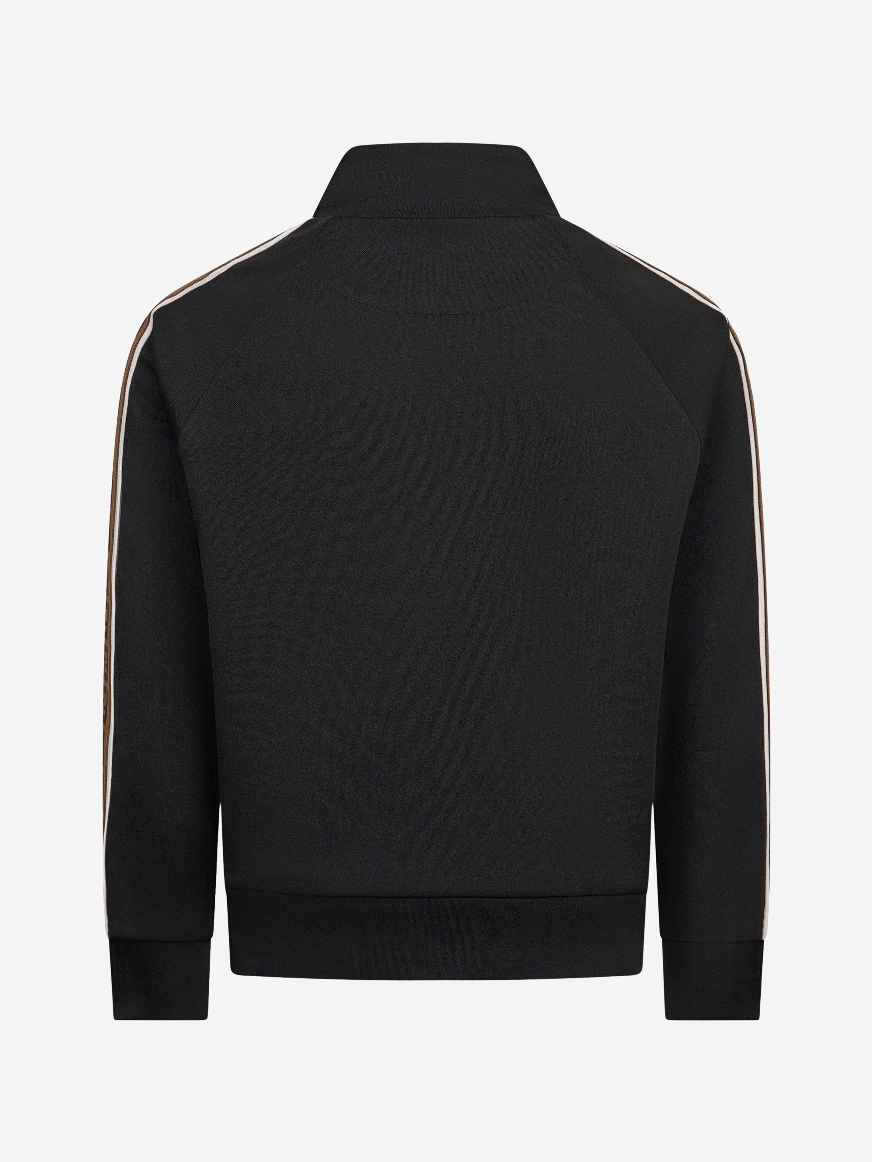 Boys FF Logo Tape Zip Up Sweat Top in Black