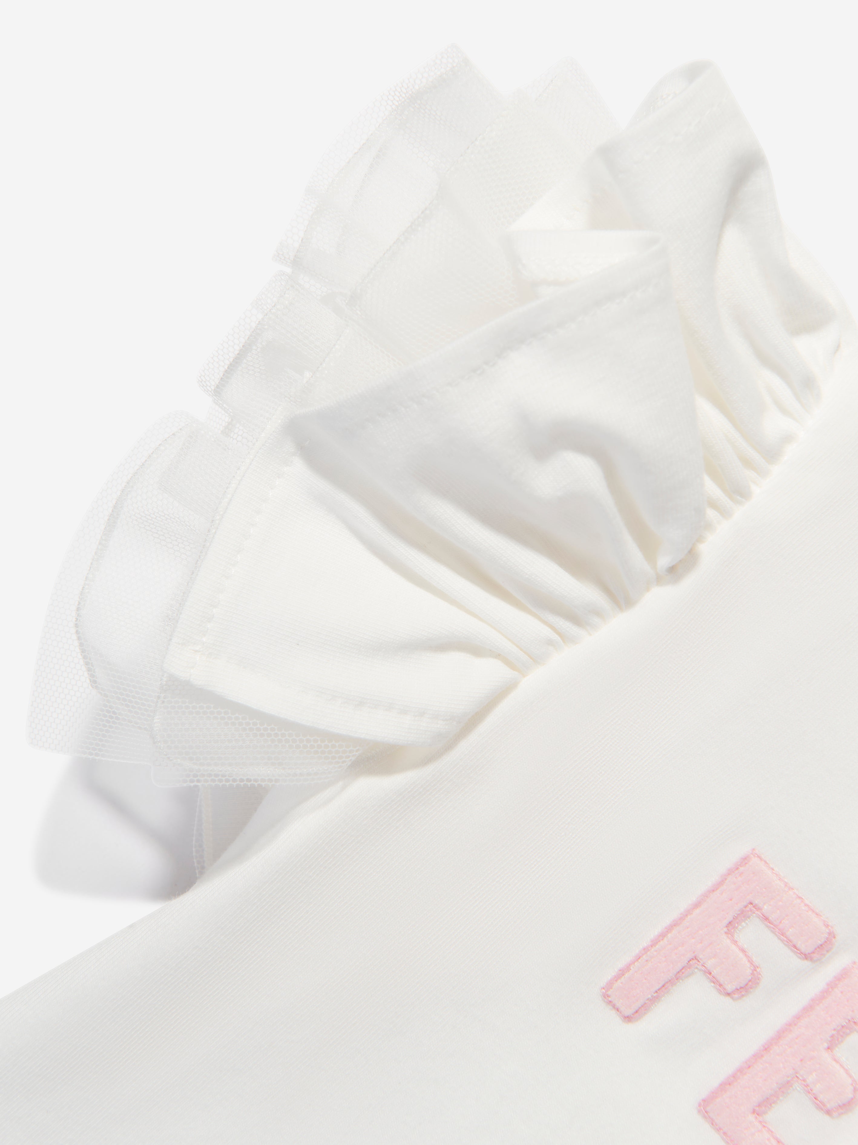 Baby Girls Tulle Sleeve T-Shirt in Ivory