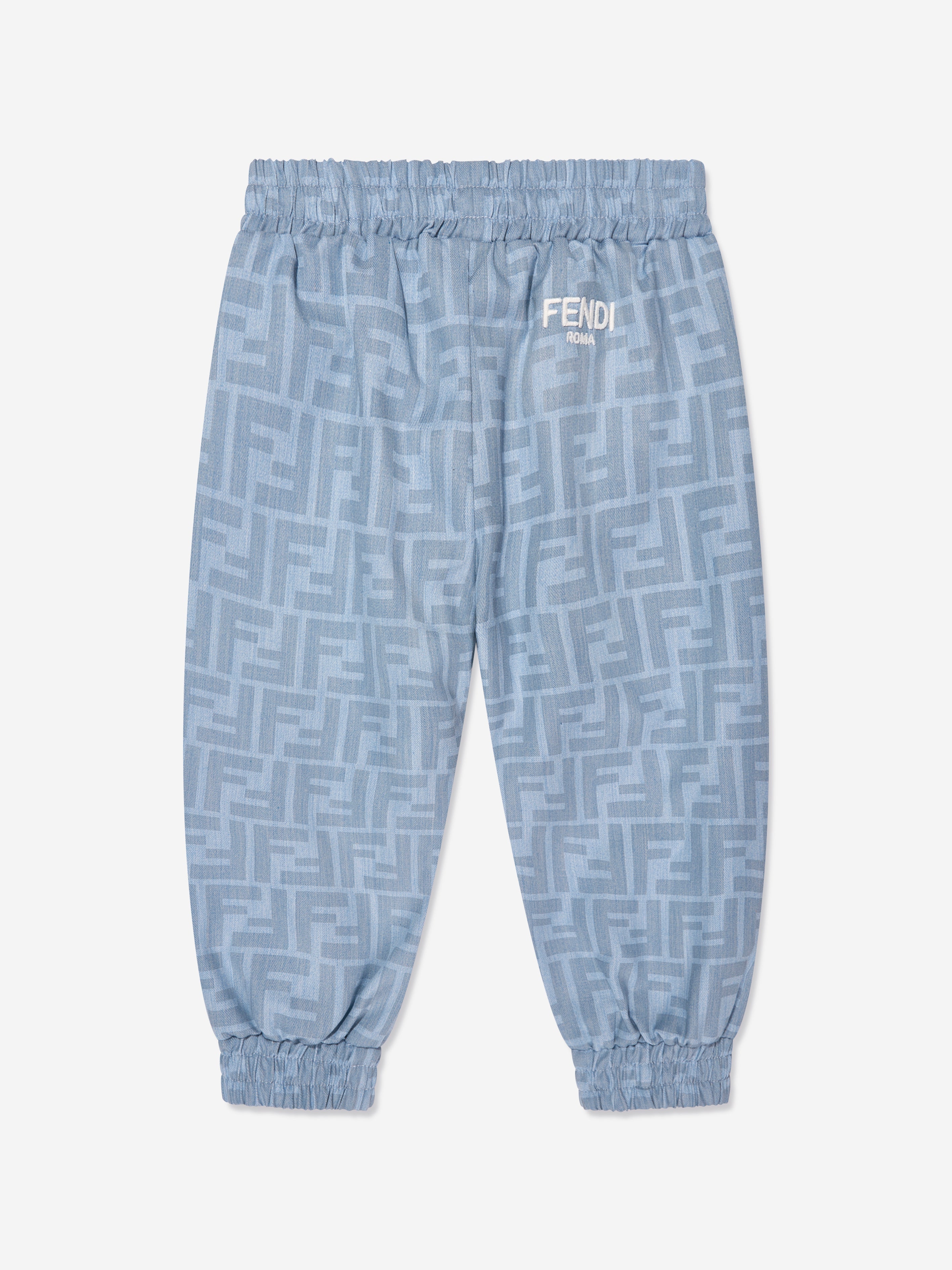 Baby Boys Chambray FF Logo Trousers in Blue