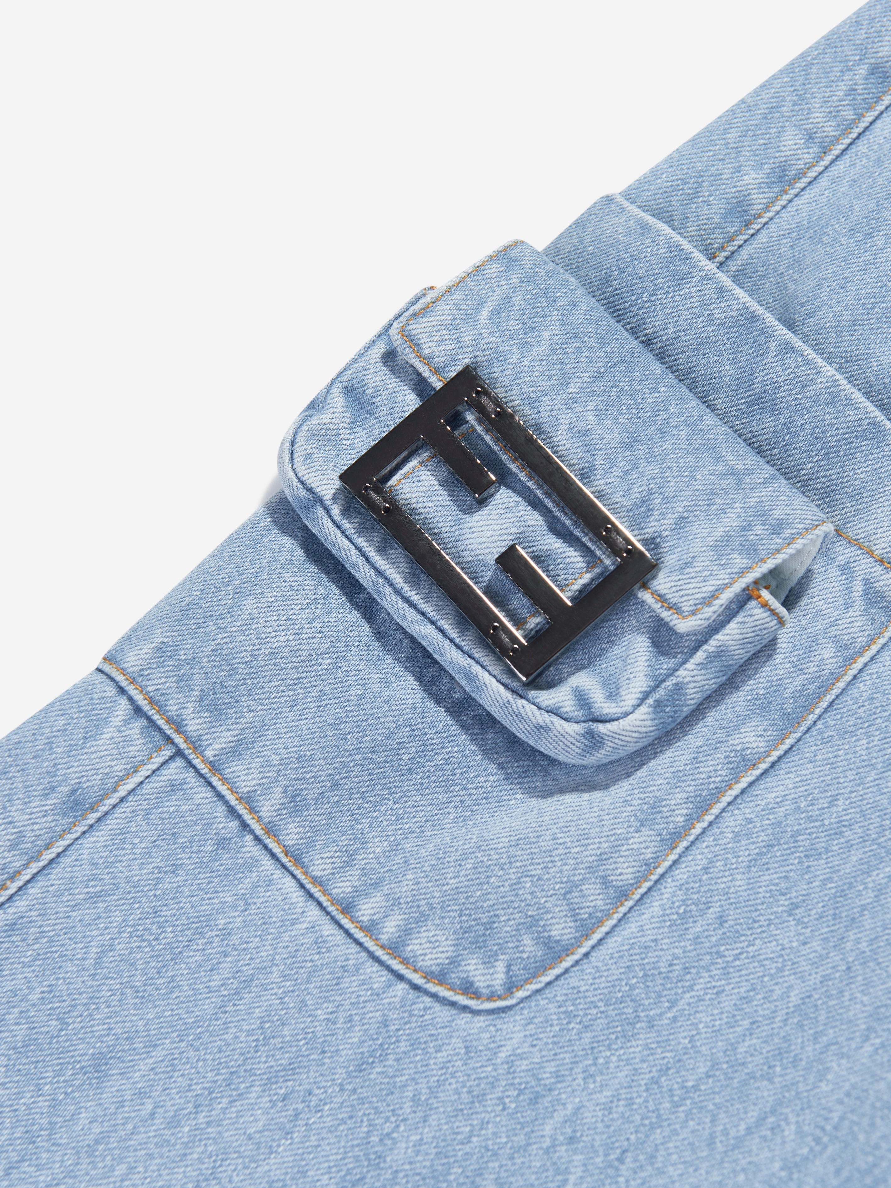 Girls Cargo Baguette Bag Jeans in Blue