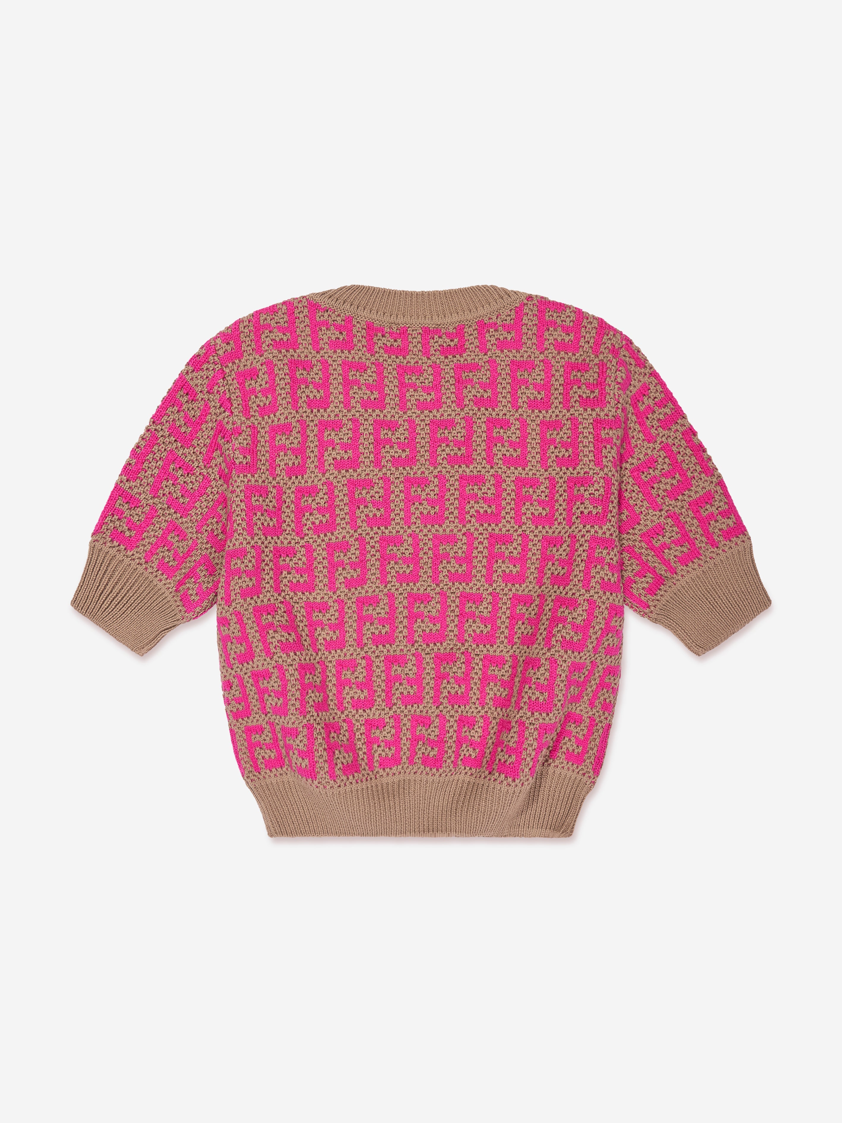 Girls Knitted Logo Top in Pink