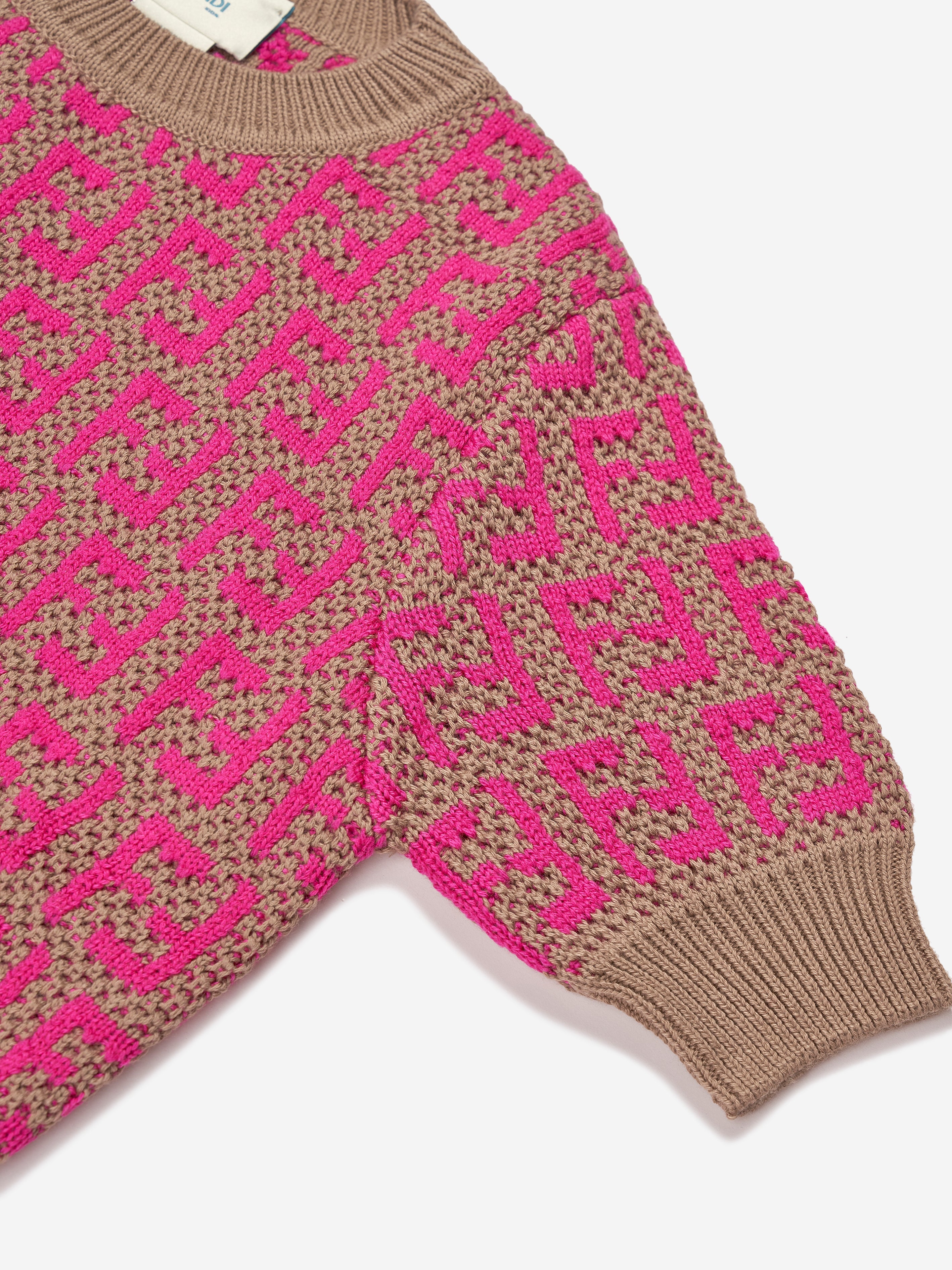 Girls Knitted Logo Top in Pink