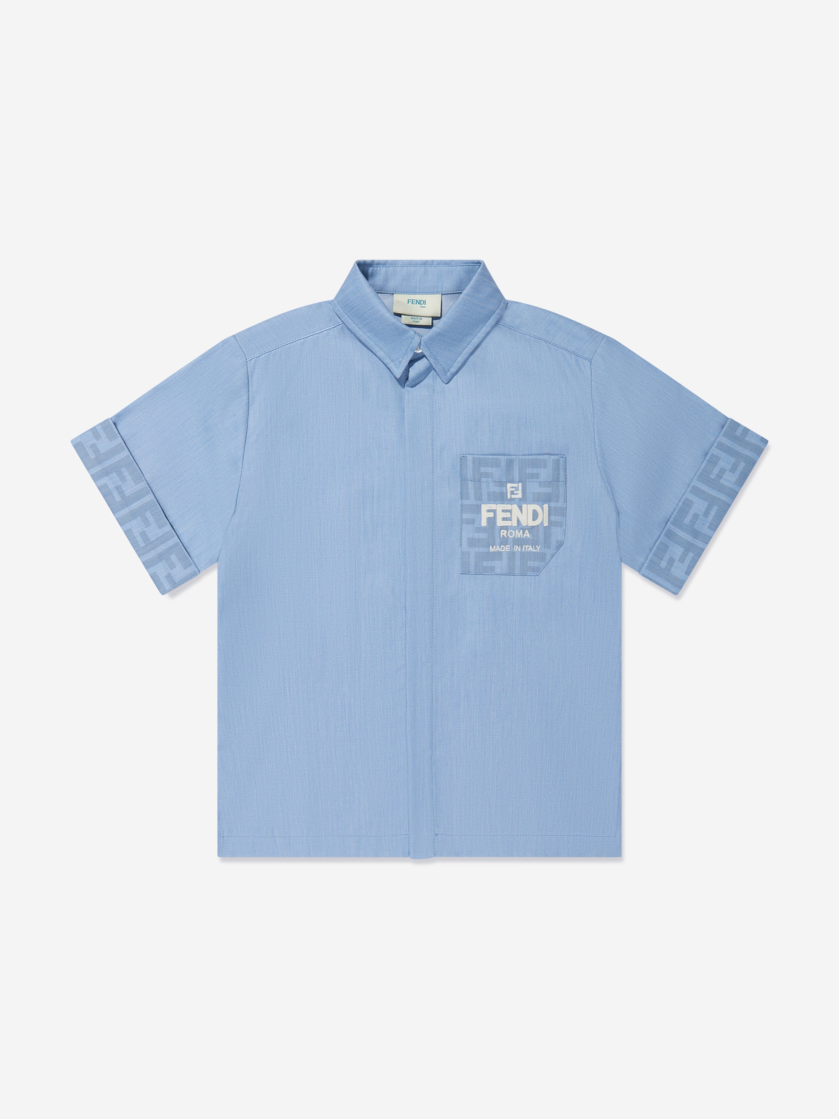 Boys Chambray FF Logo Shirt in Blue