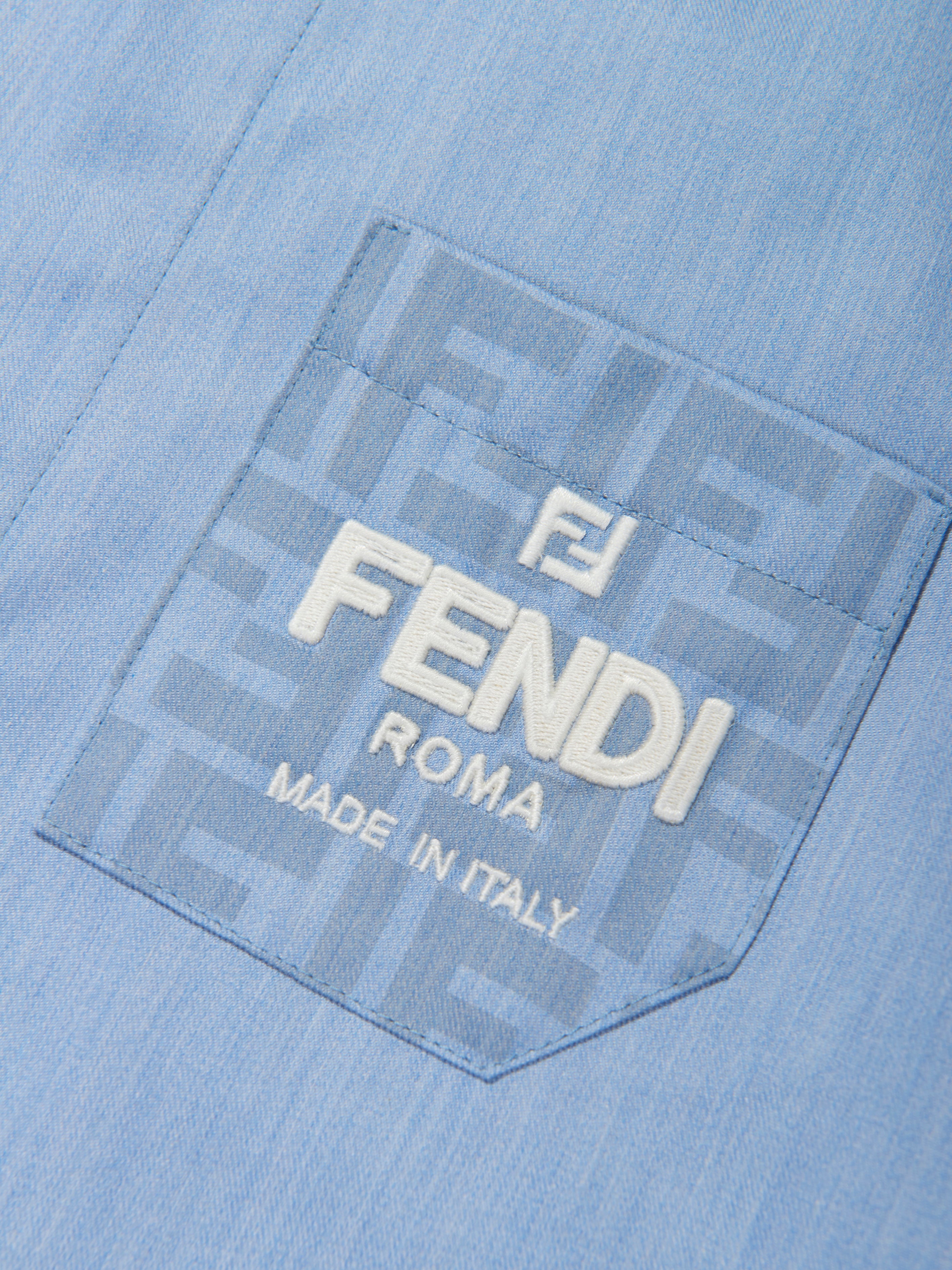 Boys Chambray FF Logo Shirt in Blue