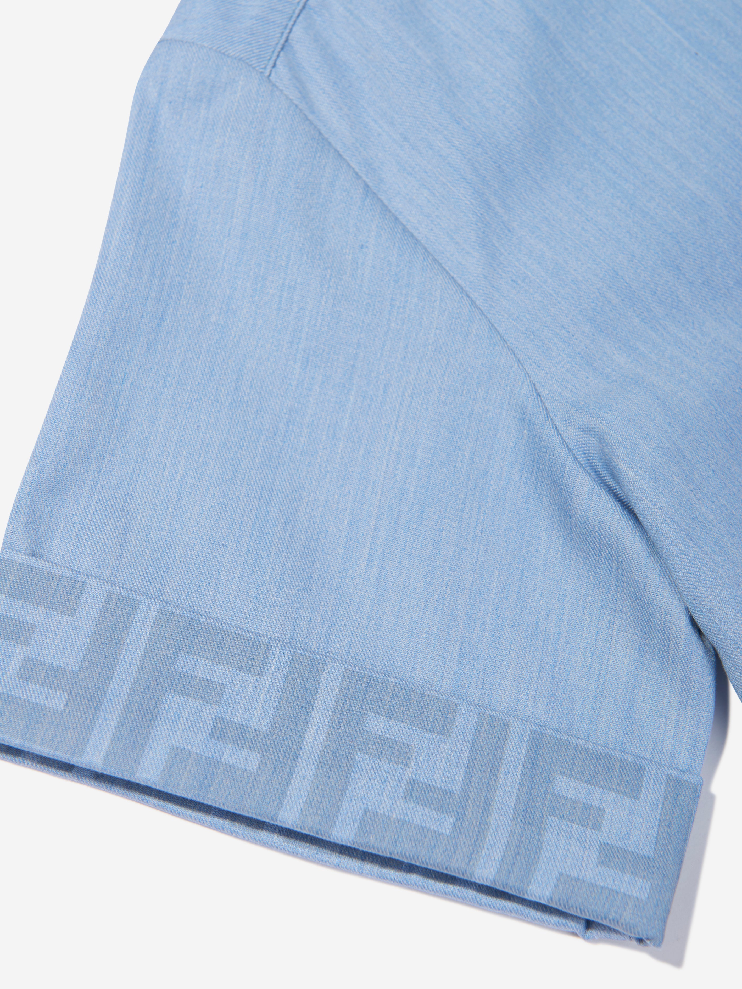 Boys Chambray FF Logo Shirt in Blue