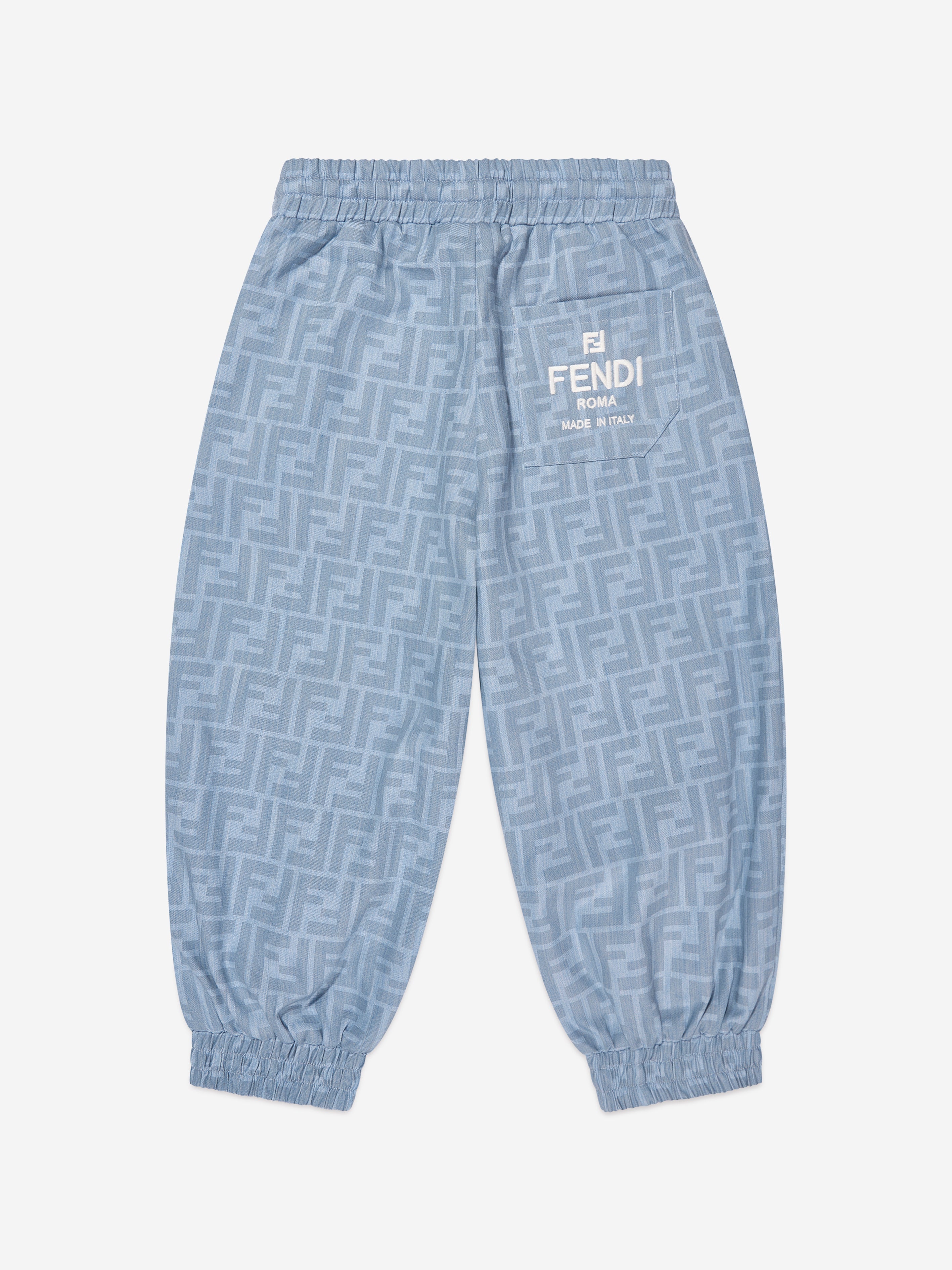 Boys Chambray FF Logo Joggers in Blue
