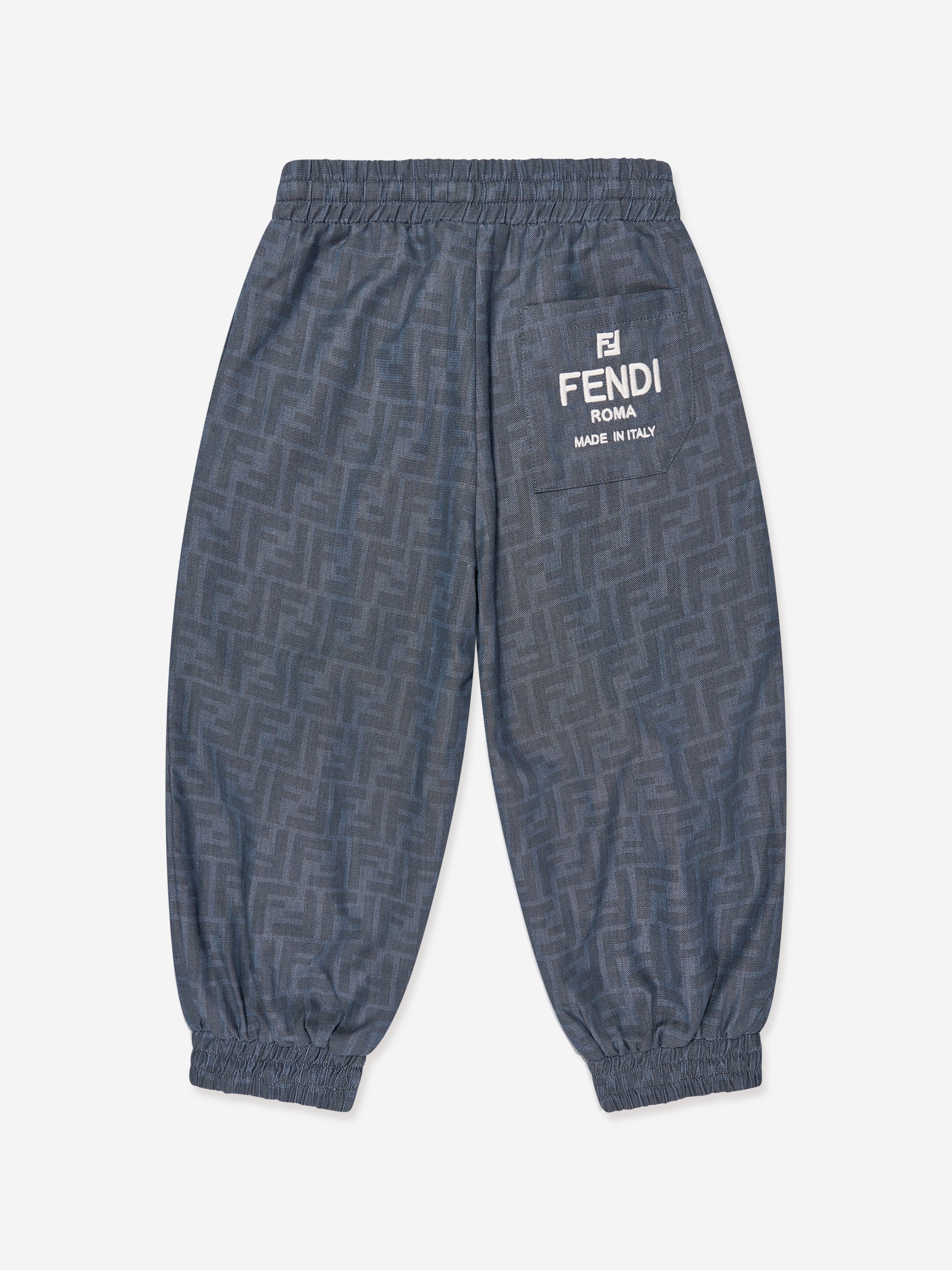 Boys Chambray FF Logo Joggers in Blue