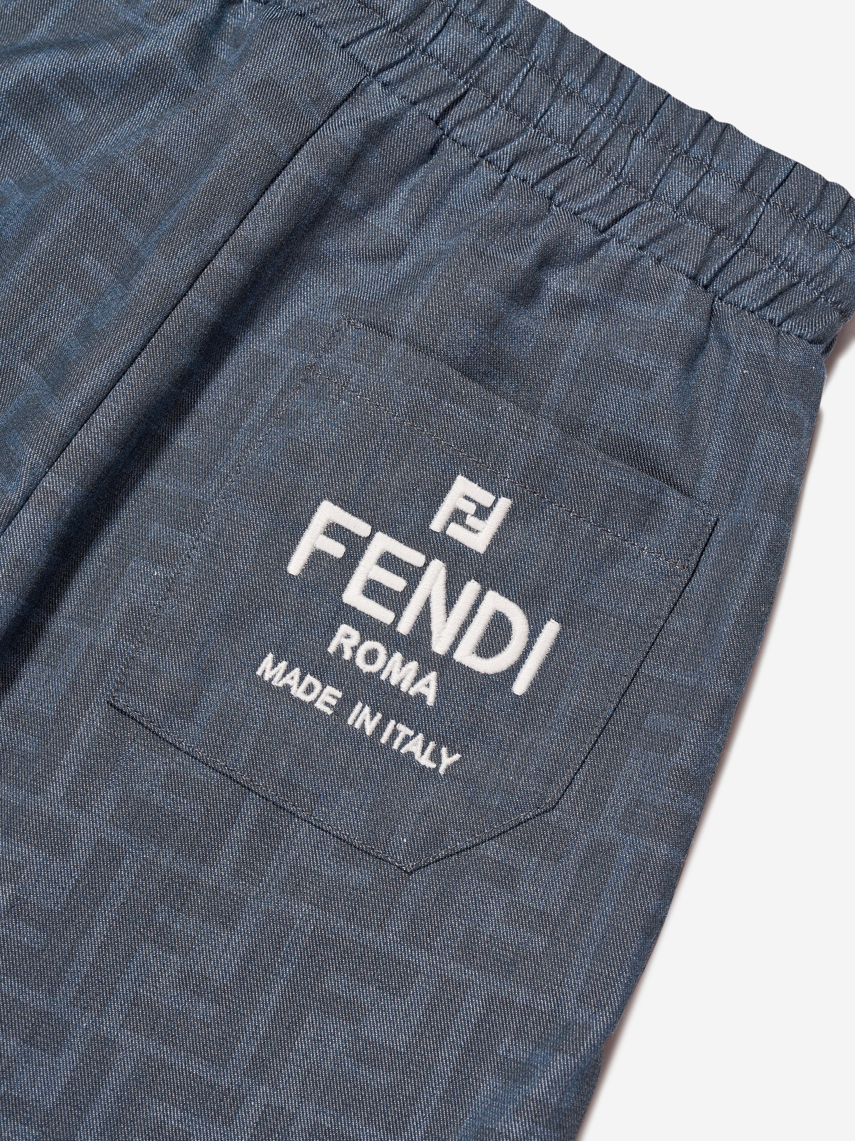 Boys Chambray FF Logo Joggers in Blue