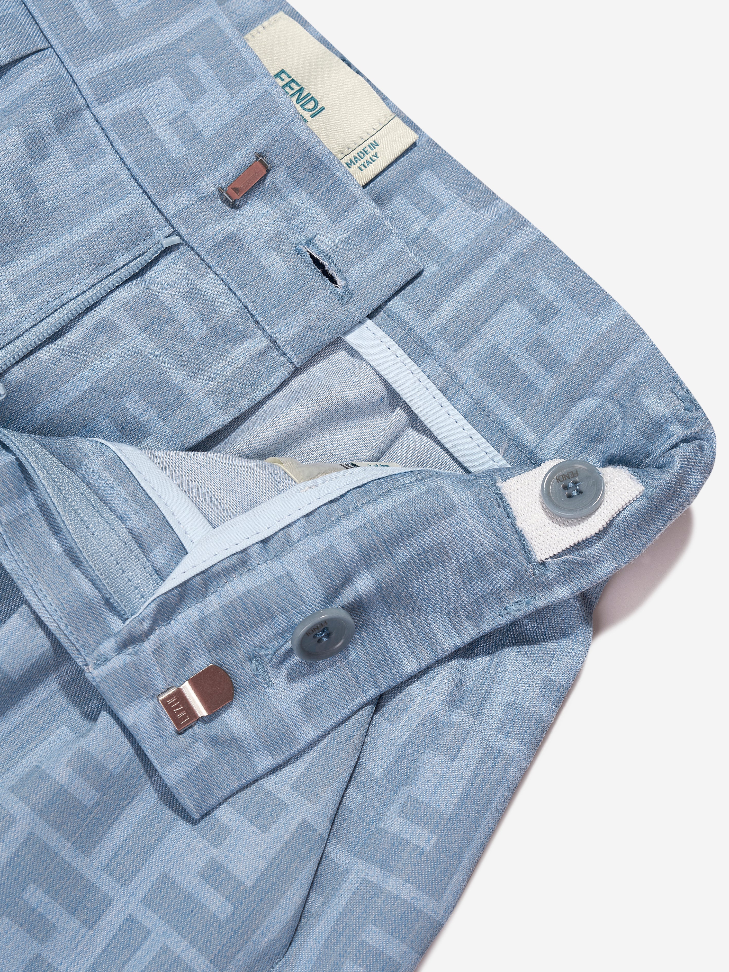 Boys Chambray FF Logo Shorts in Blue