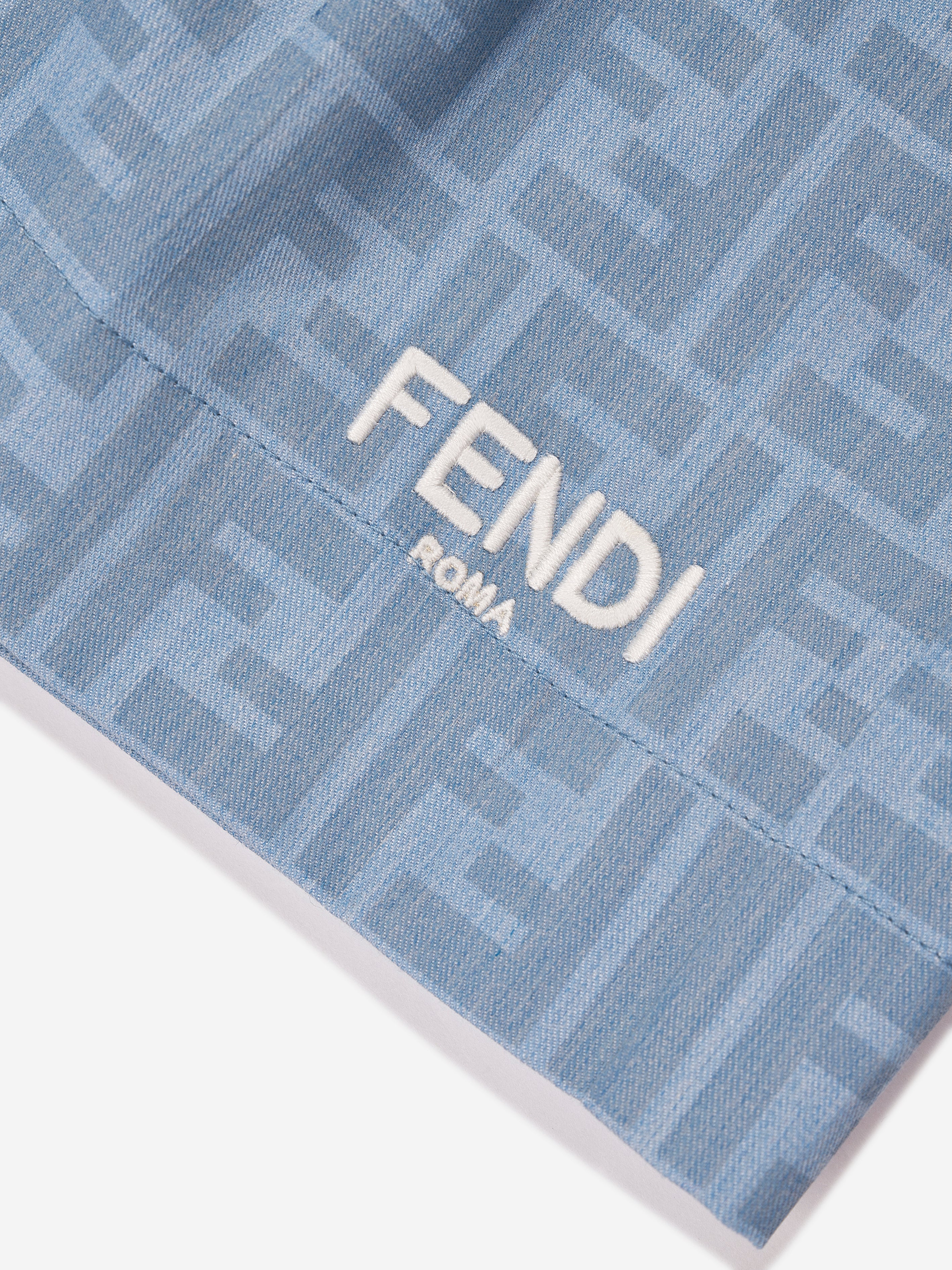 Boys Chambray FF Logo Shorts in Blue