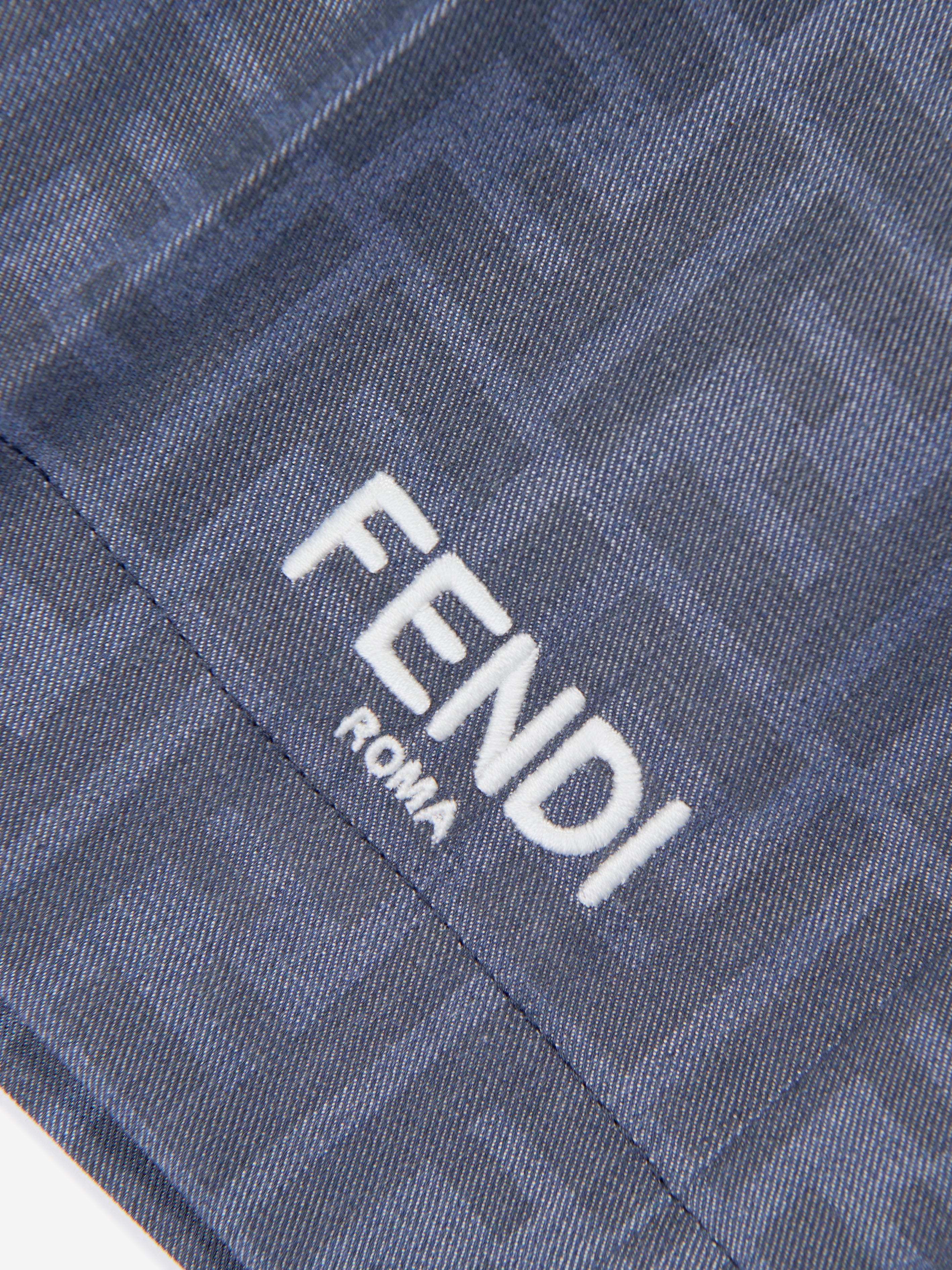 Boys Chambray FF Logo Shorts in Blue