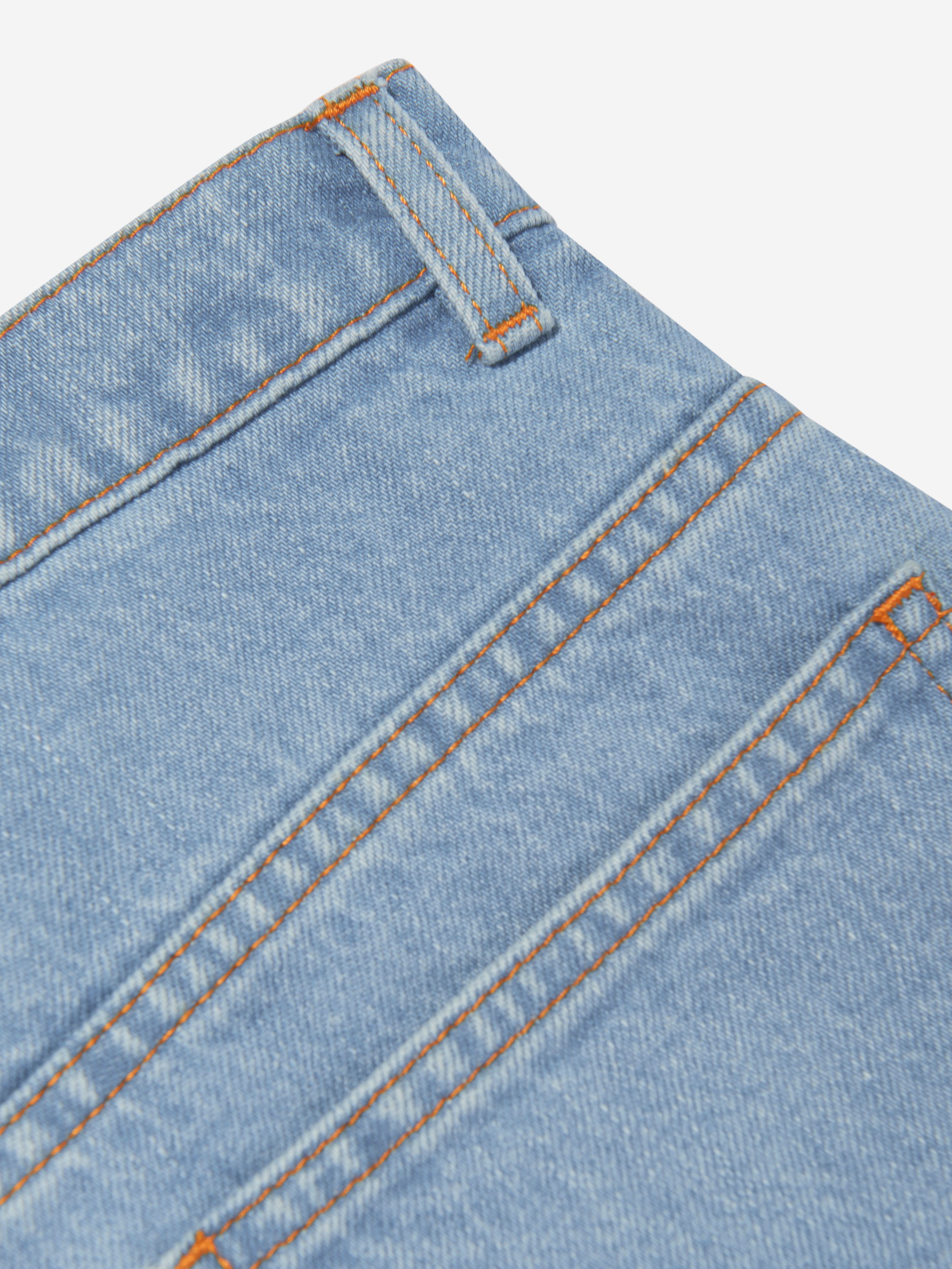 Boys Big Pocket Logo Denim Shorts in Blue