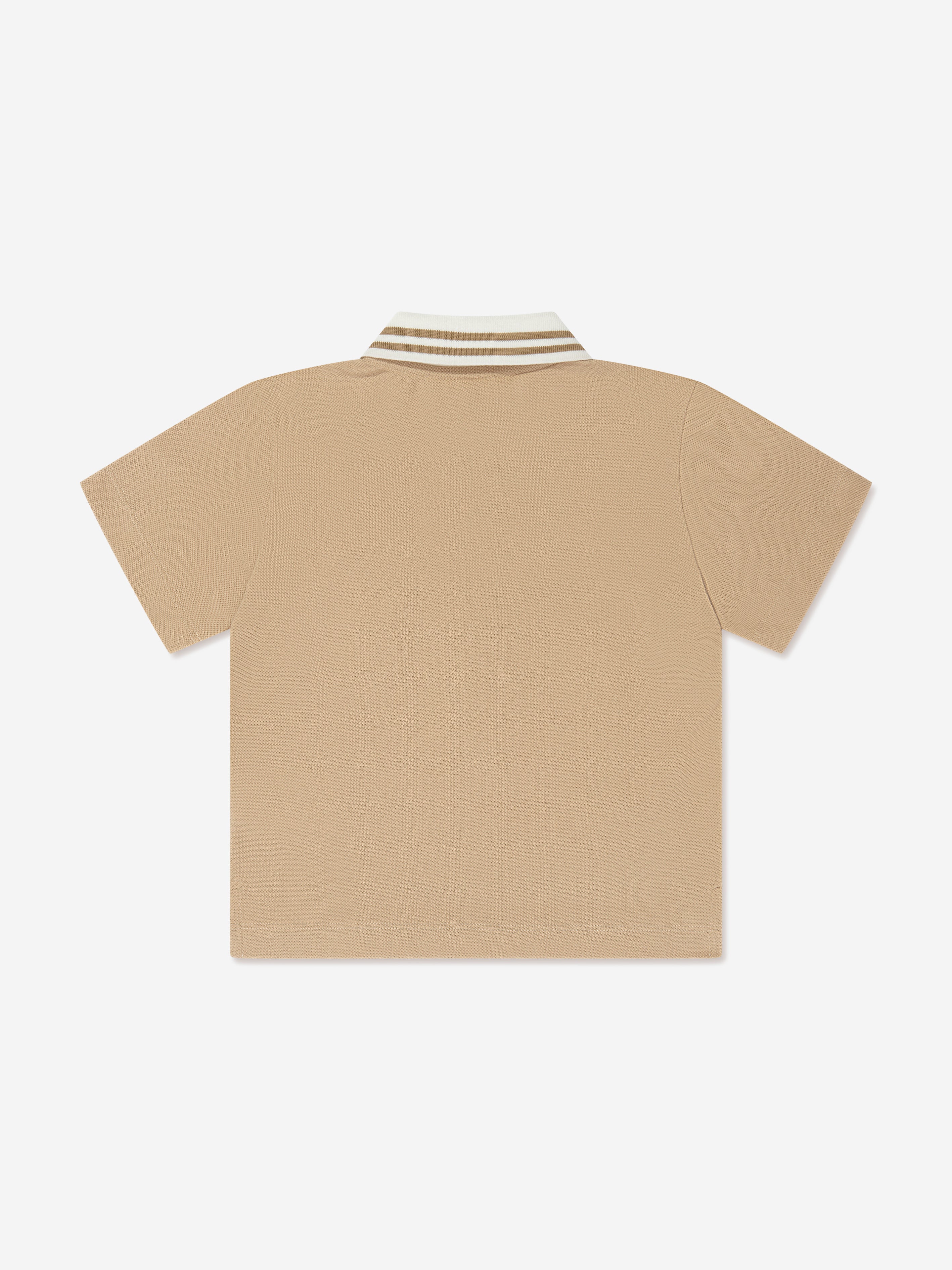 Boys FF Logo Polo Shirt in Beige