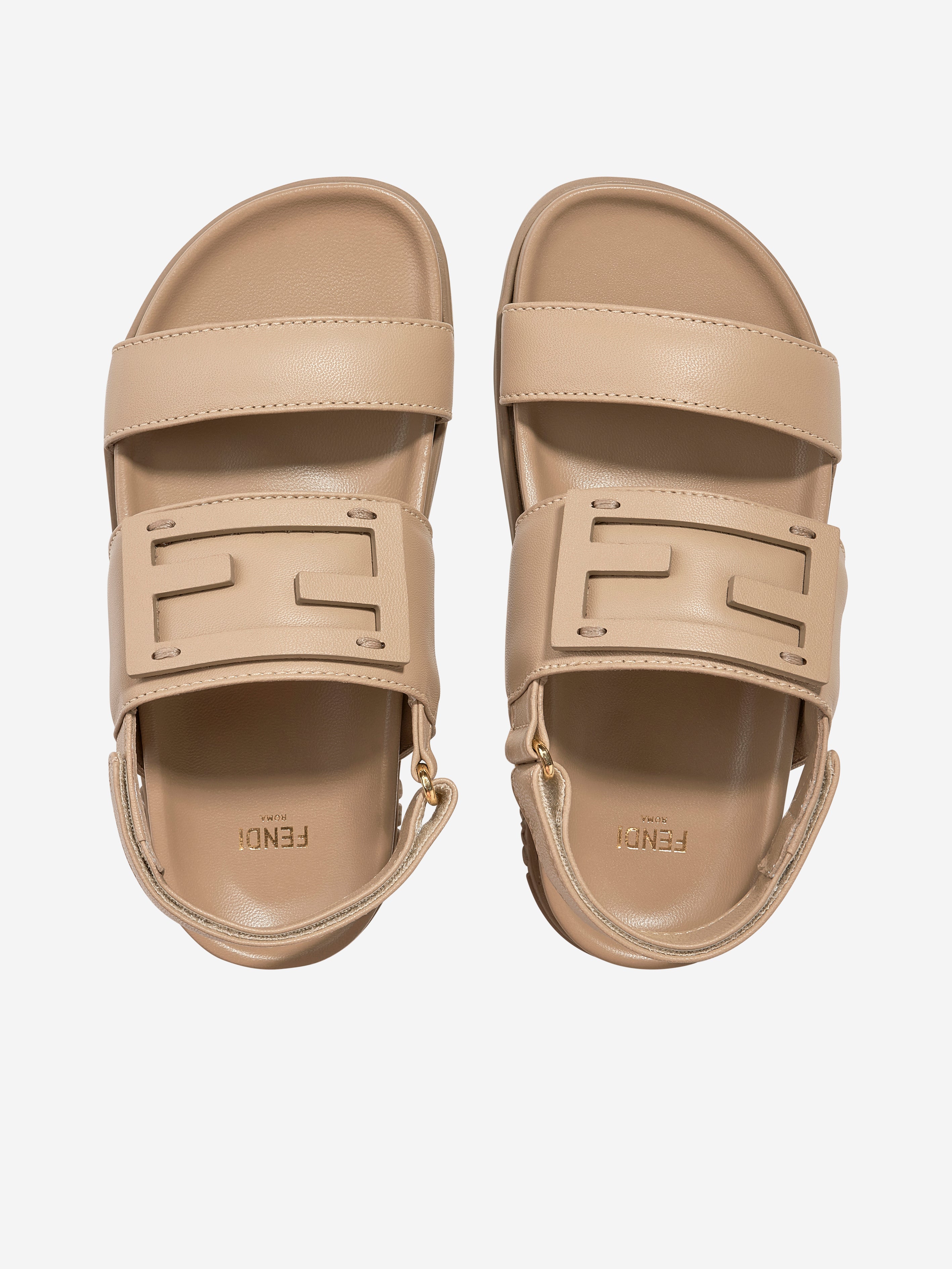 Kids FF Logo Sandals in Beige