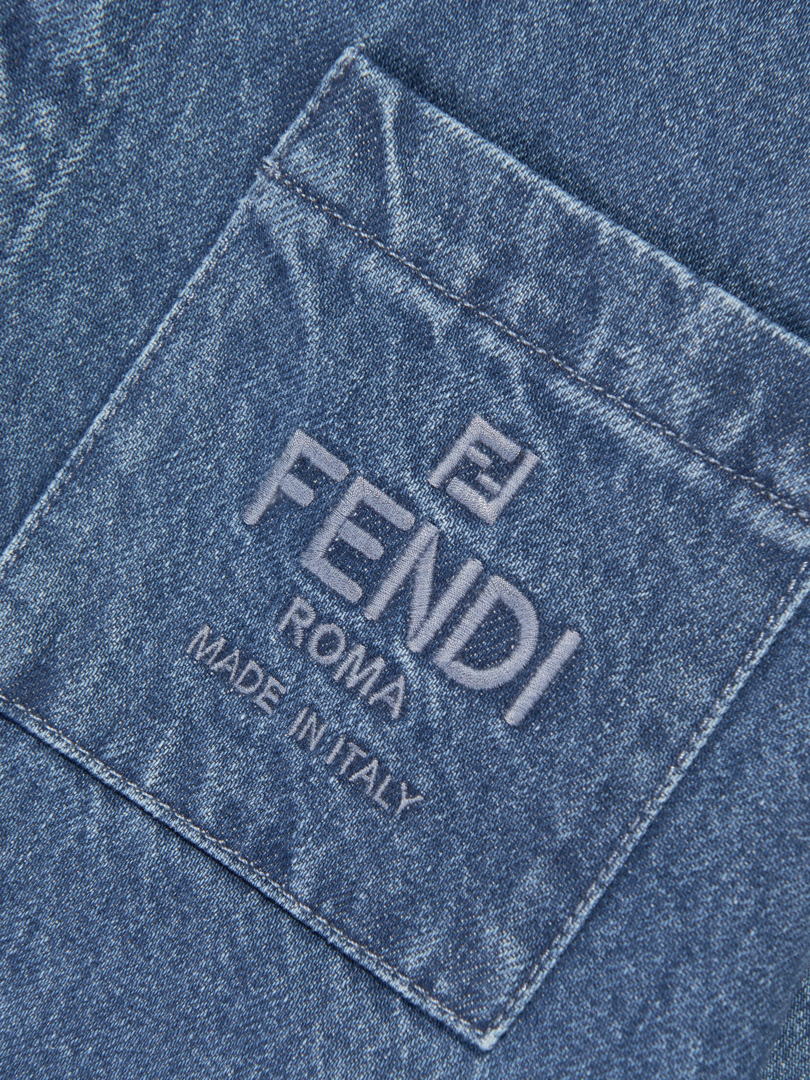 Kids FF Logo Denim Overshirt in Blue