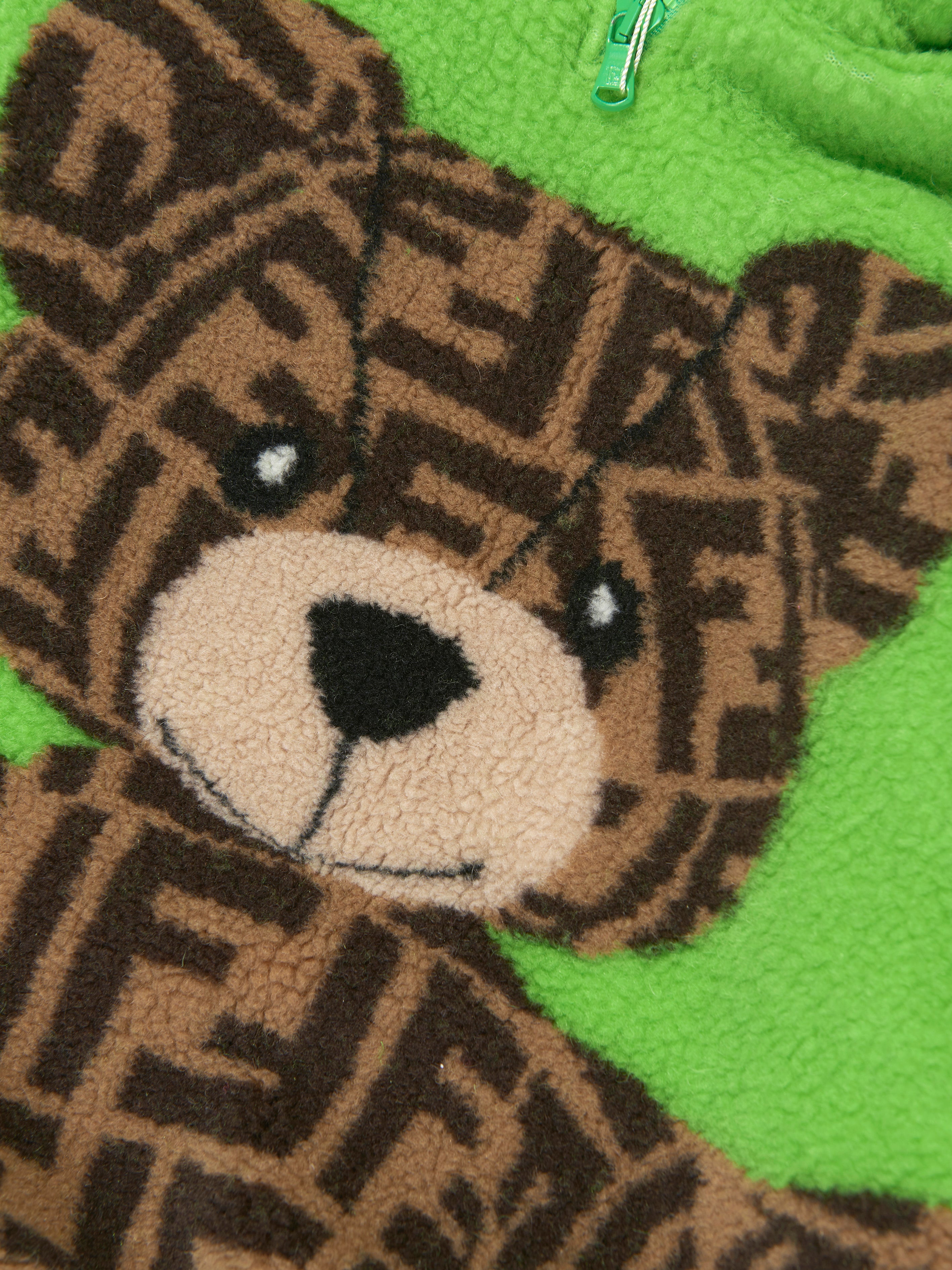 Kids Wool Bear Hoodie in Green