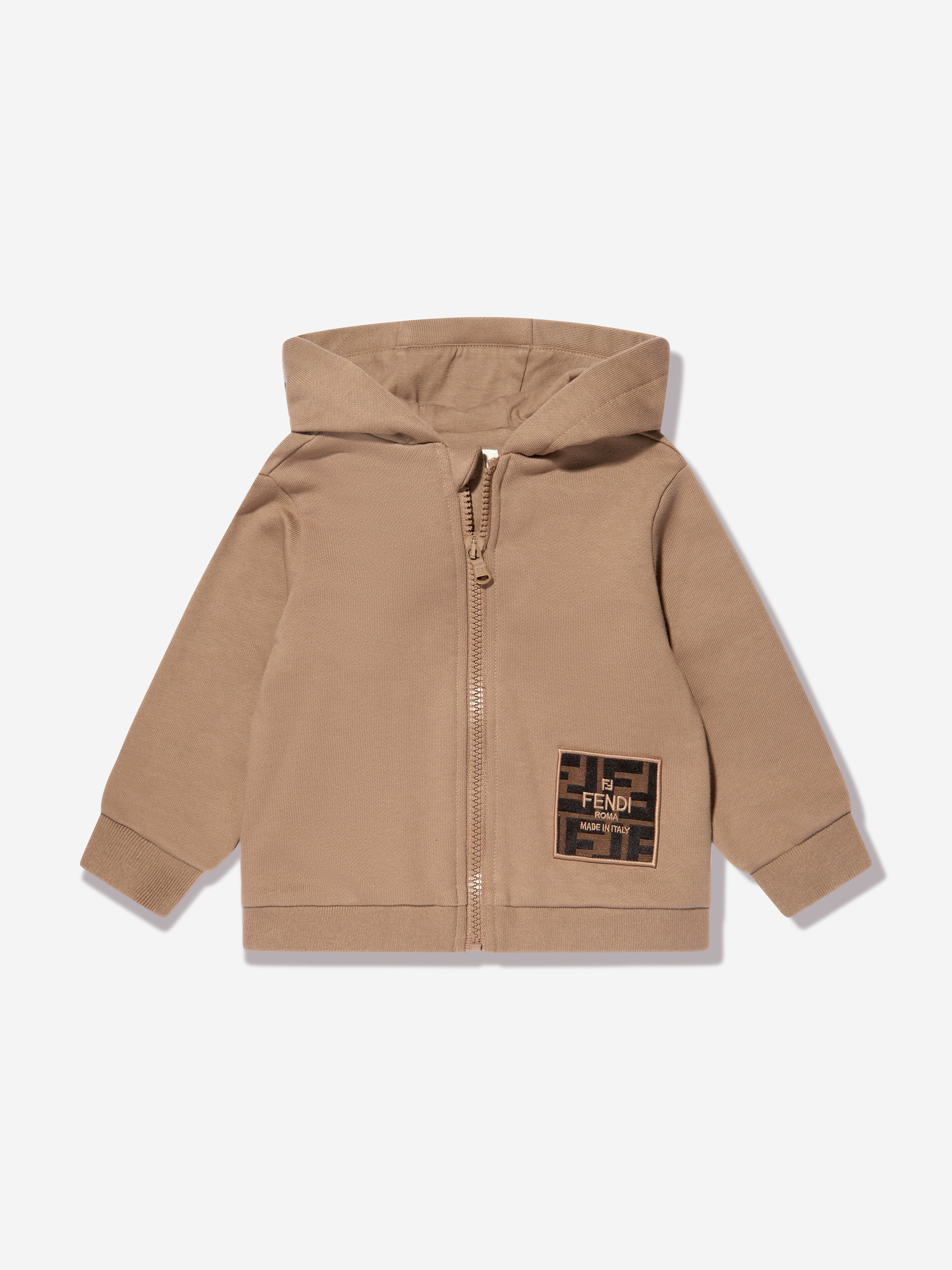 Baby Logo Patch Zip Up Top in Beige