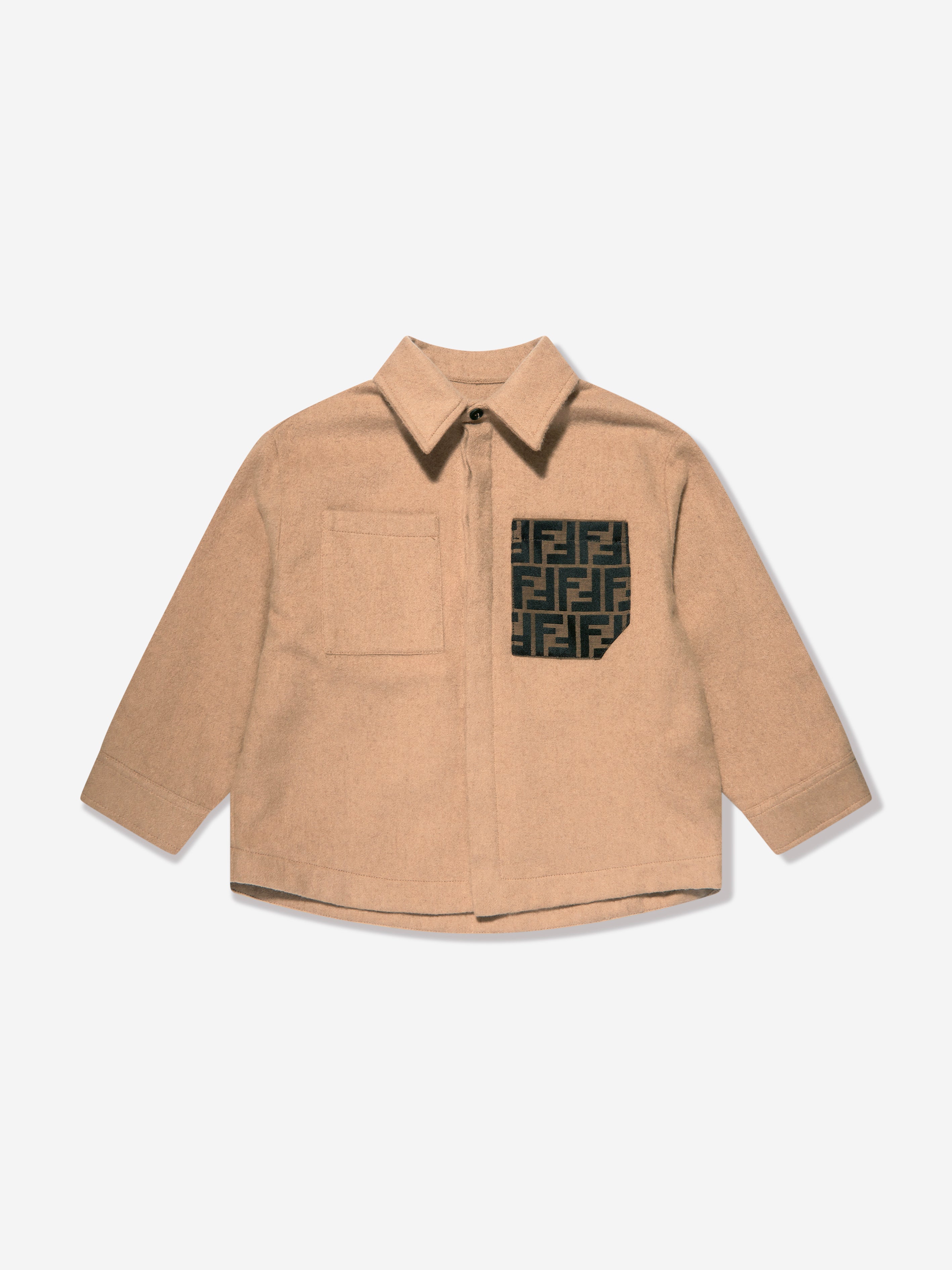 Boys FF Pocket Flannel Shirt in Beige