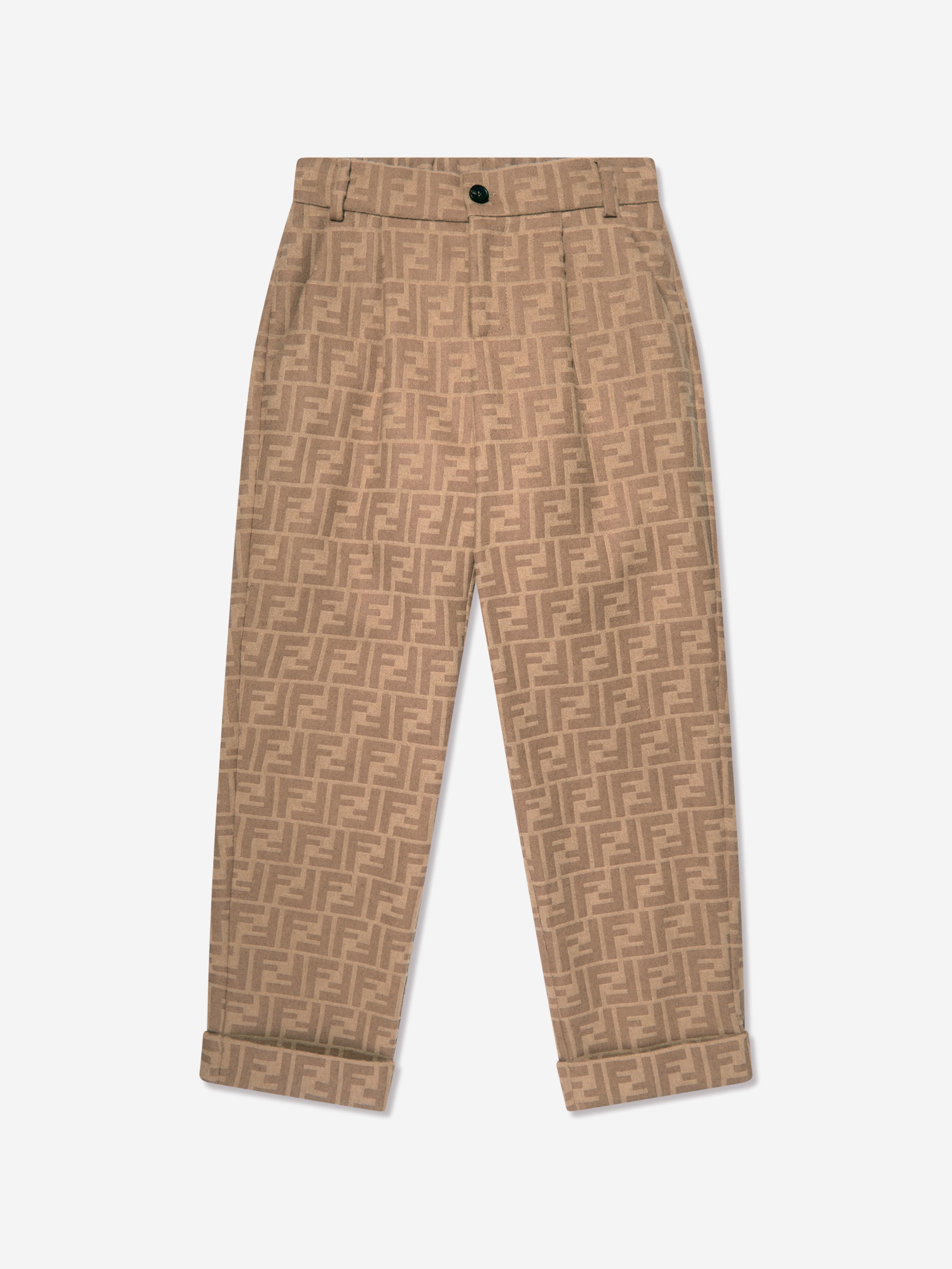Boys FF Logo Trousers in Beige