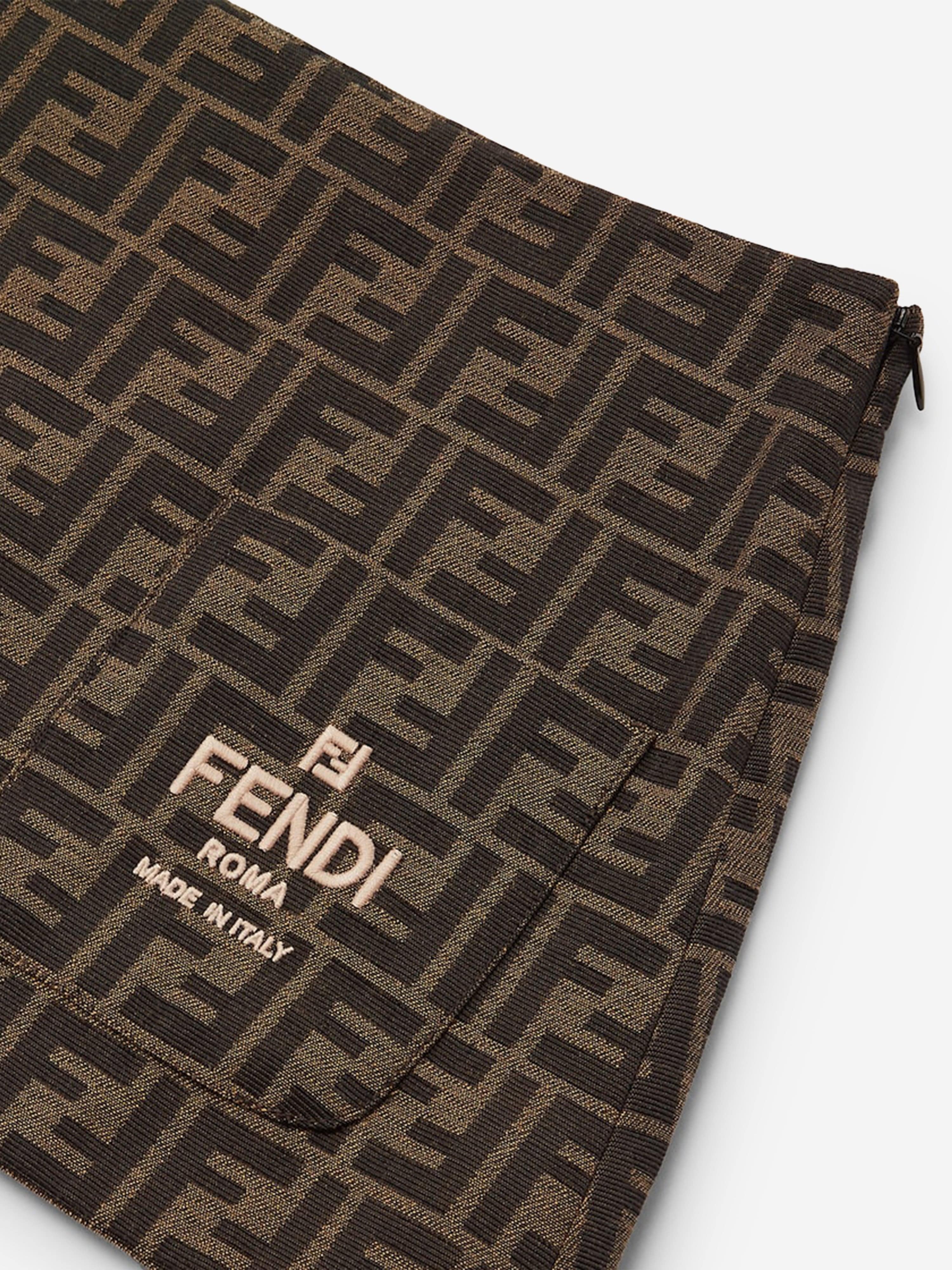 Fendi Girls FF Logo Skirt in Brown