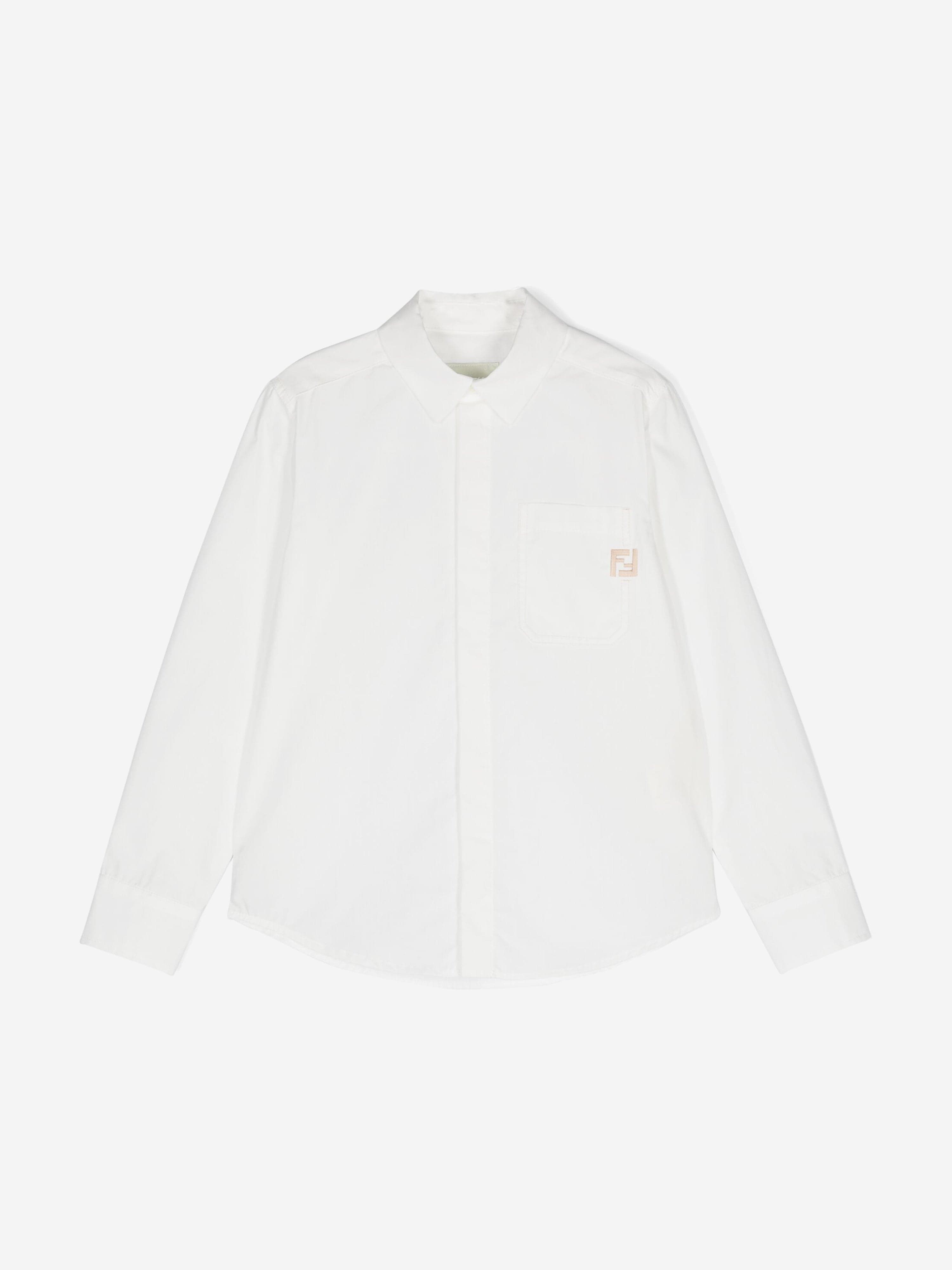 Boys Cotton Logo Shirt in White