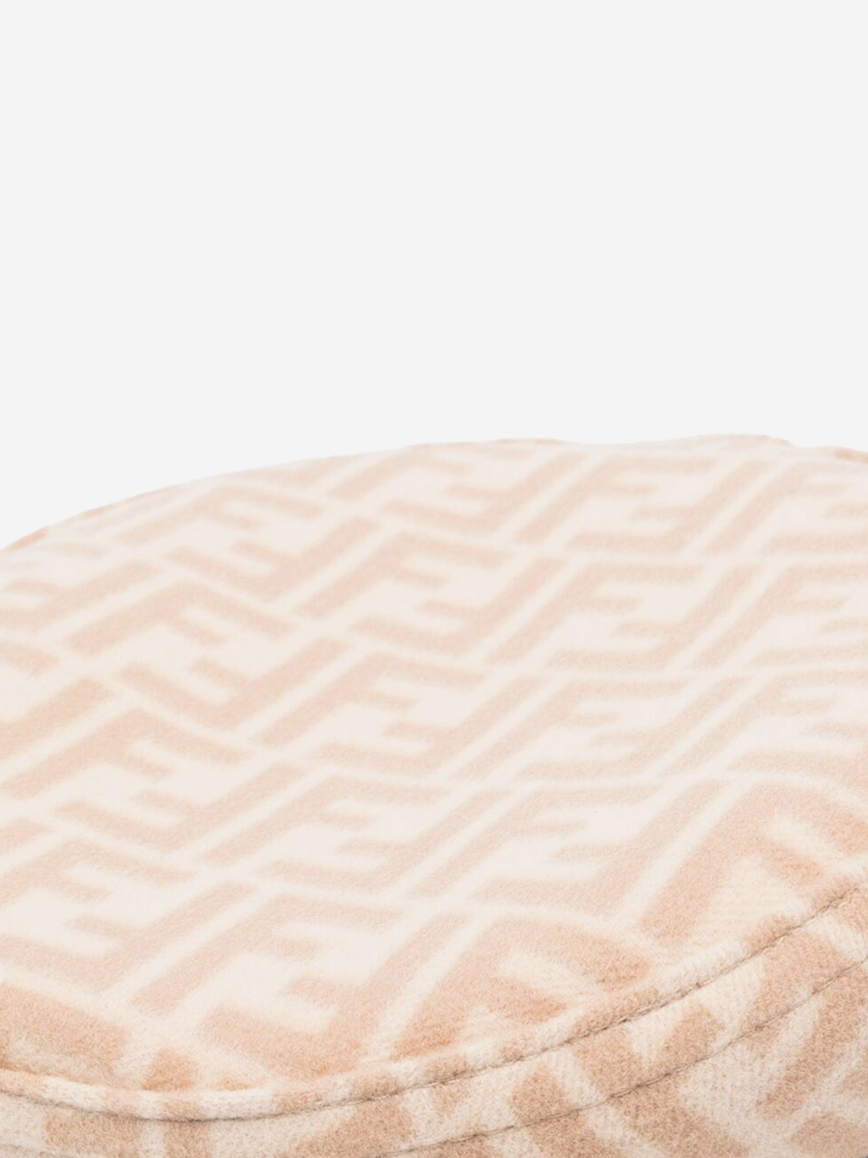 Girls Reversible FF Logo Beret in Beige
